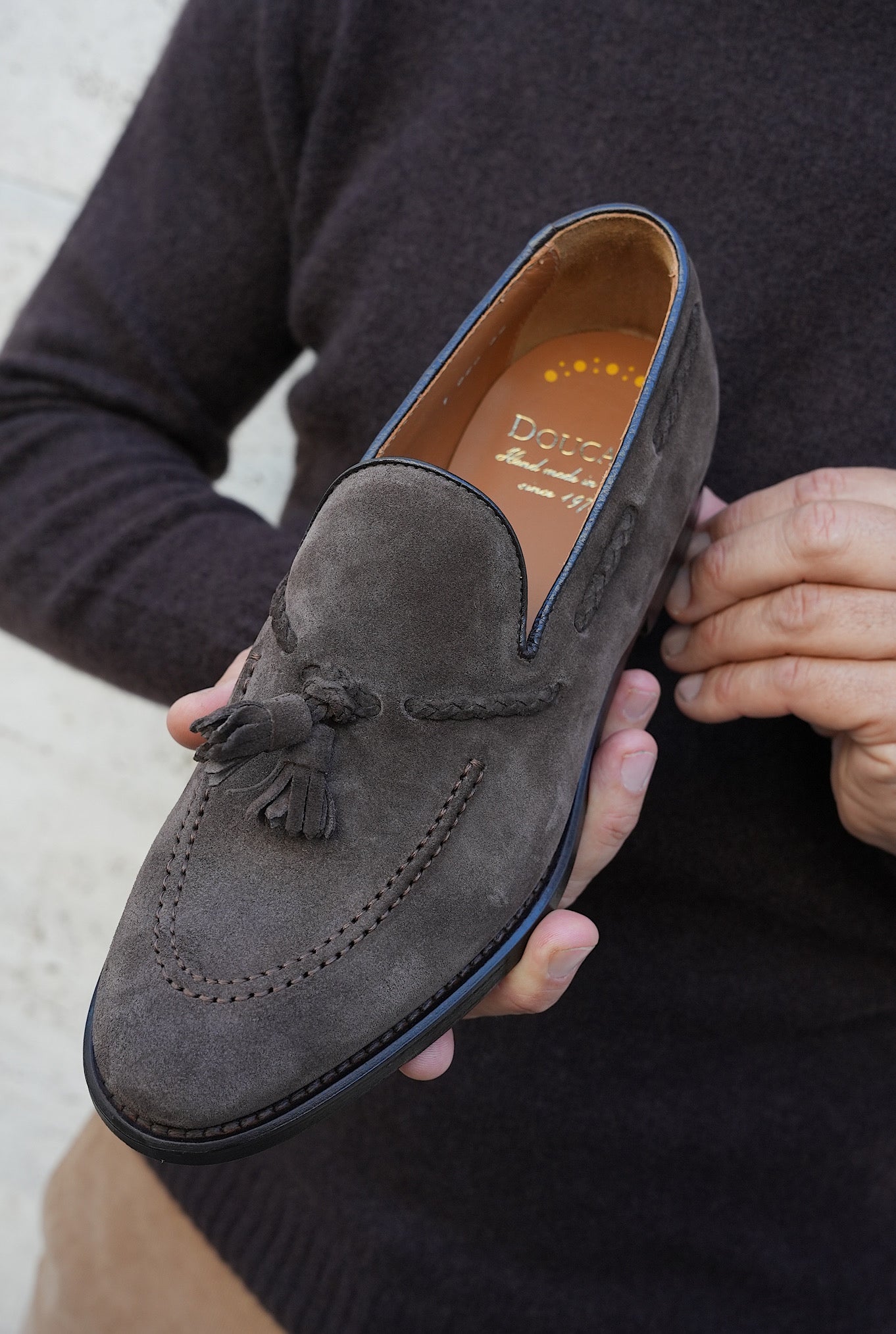 DOUCAL S LOAFERS with Tassels in Dark Brown Suede