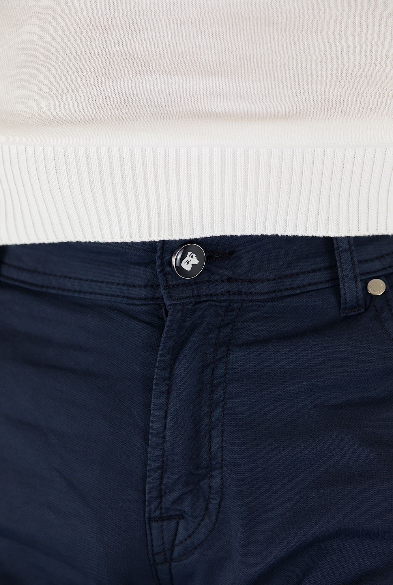 PESCAROLO 5 Pocket Trousers mod. Black Cotton Silk Navy Blue