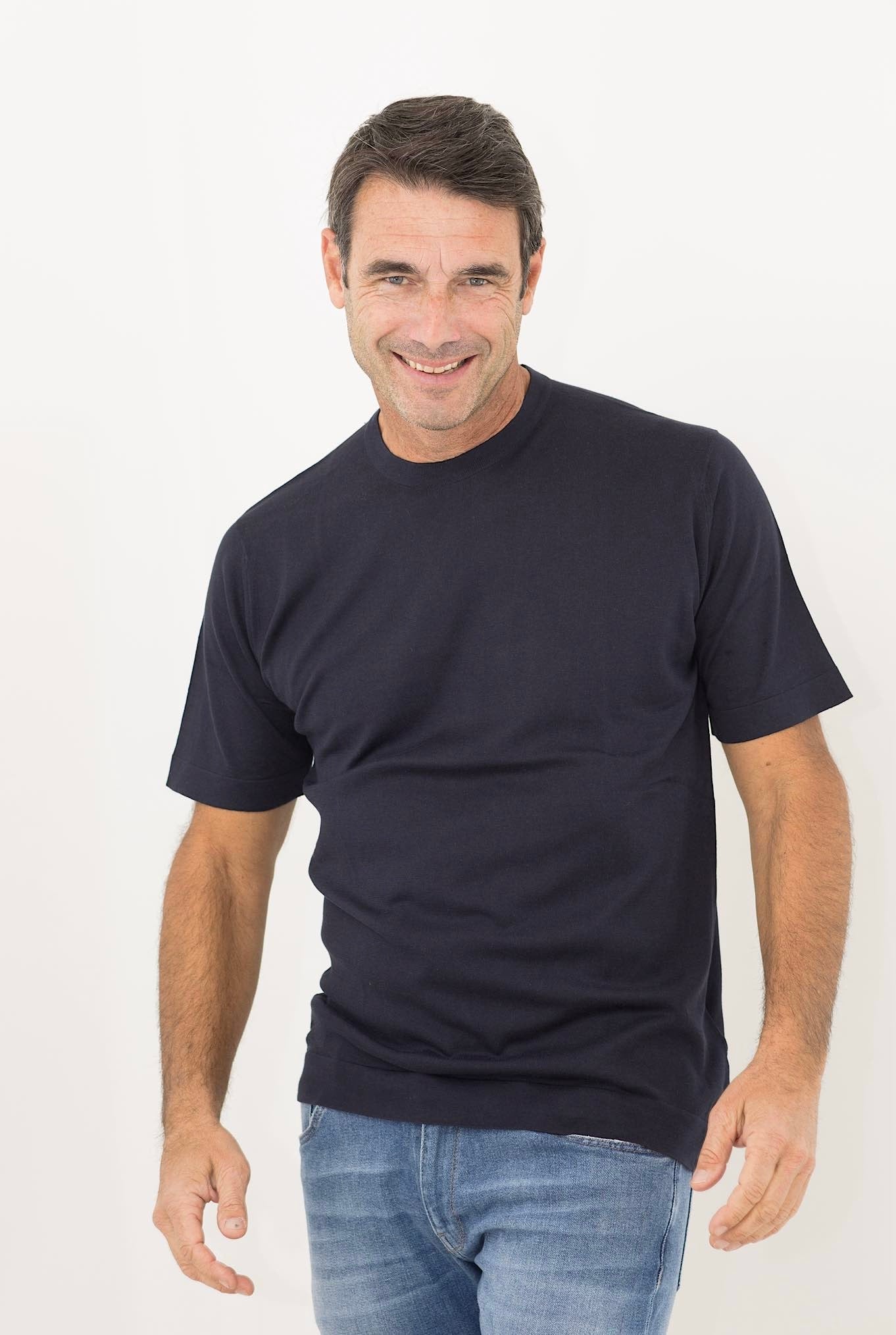JOHN SMEDLEY T-Shirt mod. Lorca Sea Island Cotton Blu Navy