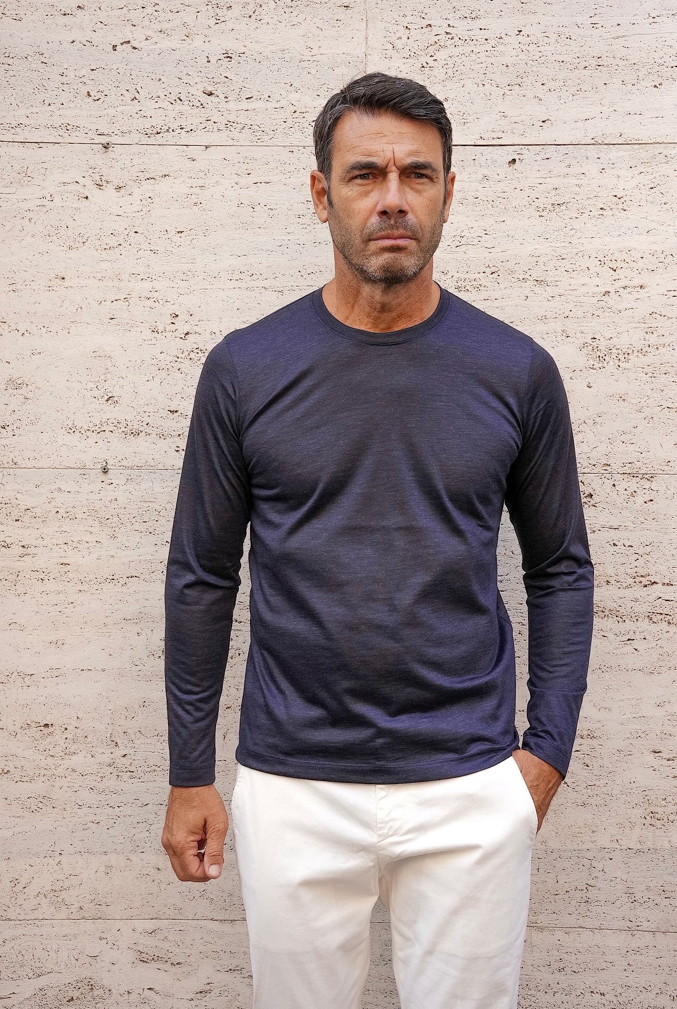 MARCO PESCAROLO T-Shirt Manica Lunga Cashmere Blu