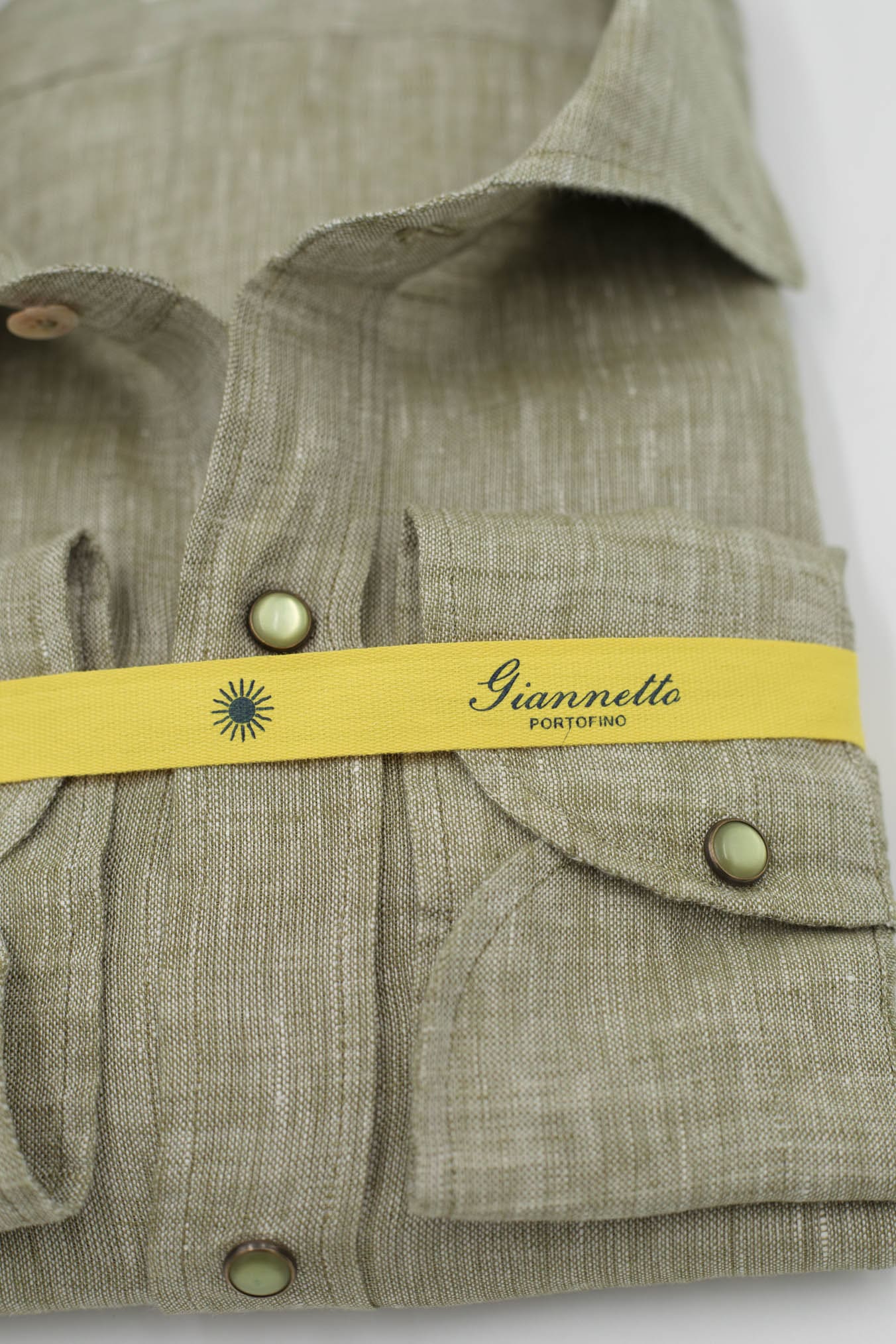 GIANNETTO PORTOFINO Green Linen Shirt COMFORT FIT