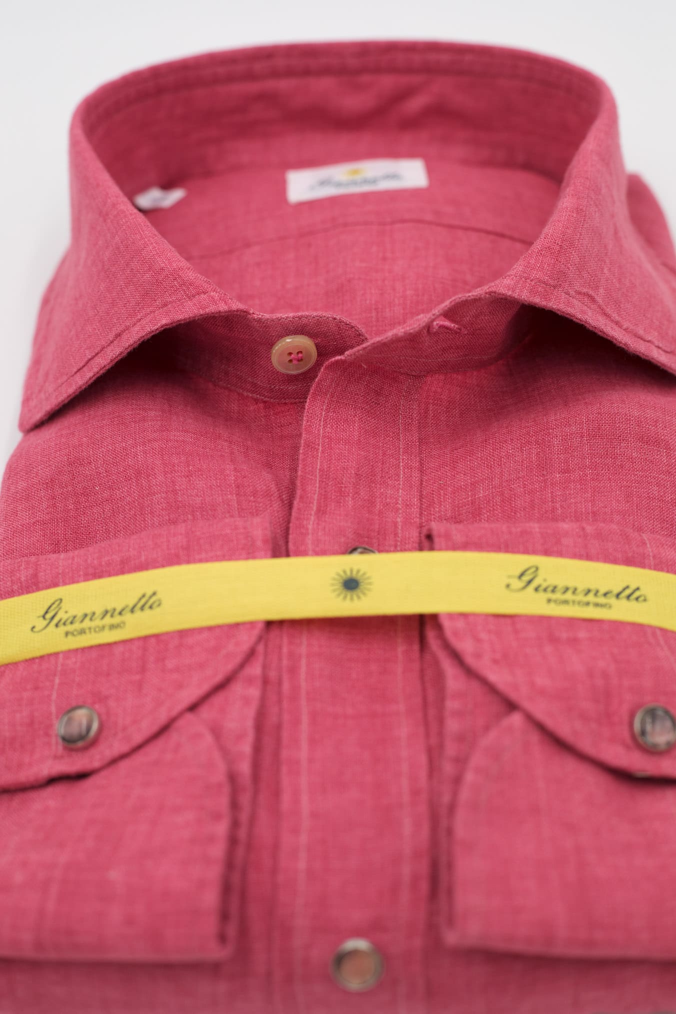 GIANNETTO PORTOFINO Red Linen Shirt COMFORT FIT