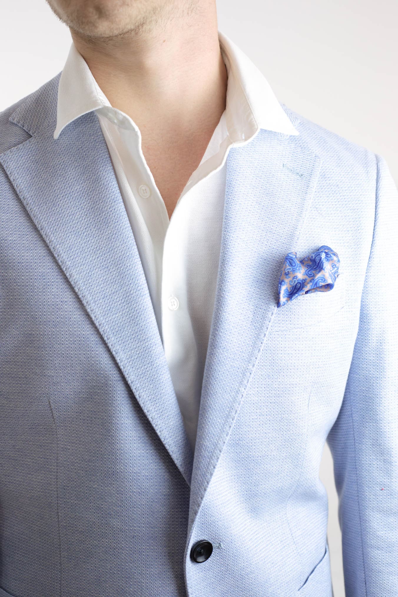 GUARINO Light Blue Mélange Cotton Jersey Jacket