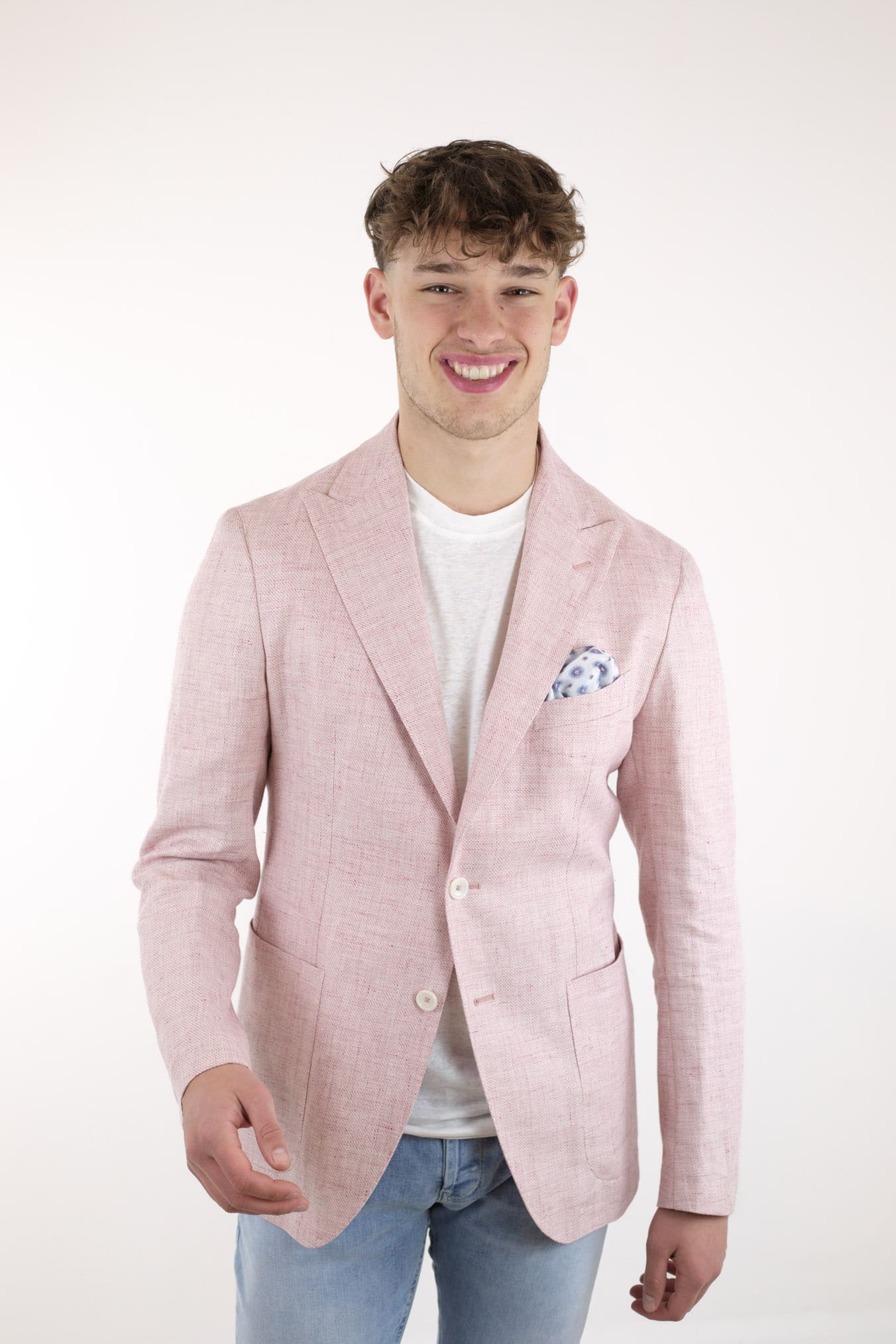 TAGLIATORE Pink Mélange Cotton Linen Jacket