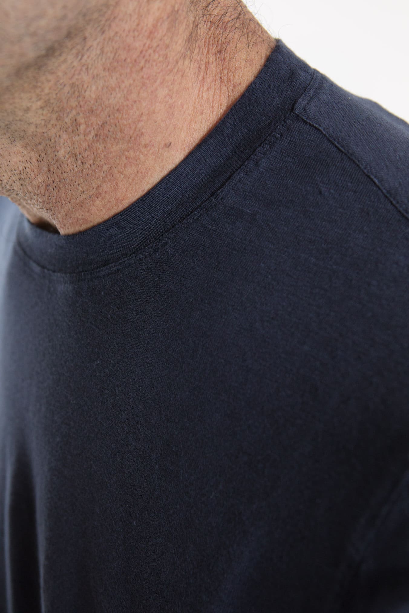 GUARINO T-Shirt MM Jersey Linen Indigo Blue
