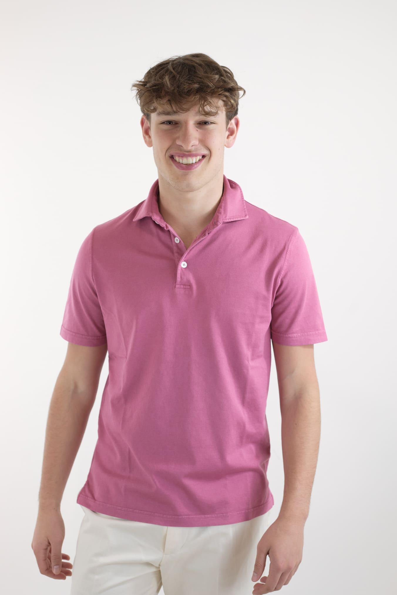 FEDELI Polo MM Organic Cotton Giza Frosted Cherry Pink
