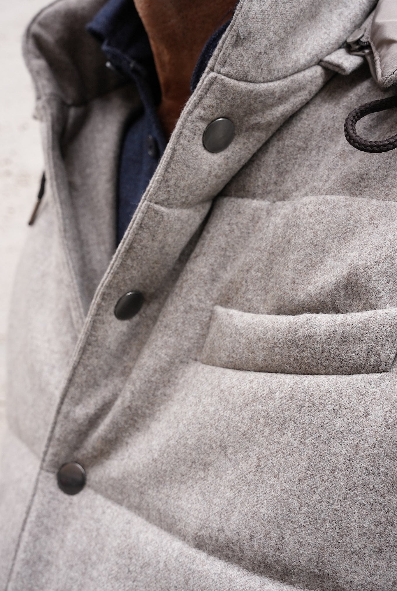 GUARINO Wool Vest with Detachable Beige Hood