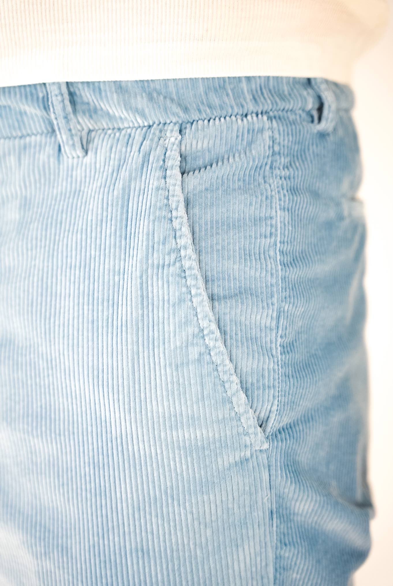 MARCO PESCAROLO Velvet Trousers with Light Blue Drawstring