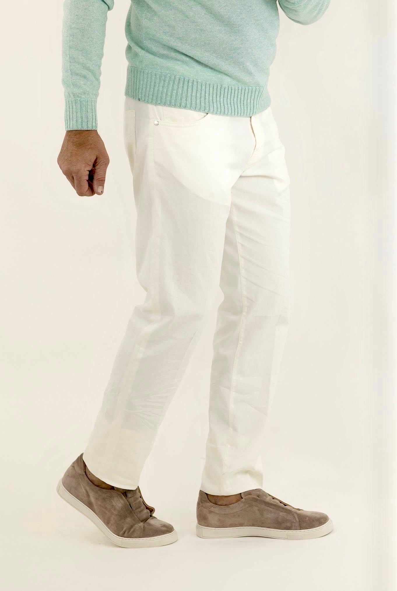 PESCAROLO 5 Pocket Trousers mod. Black Cotton Silk White