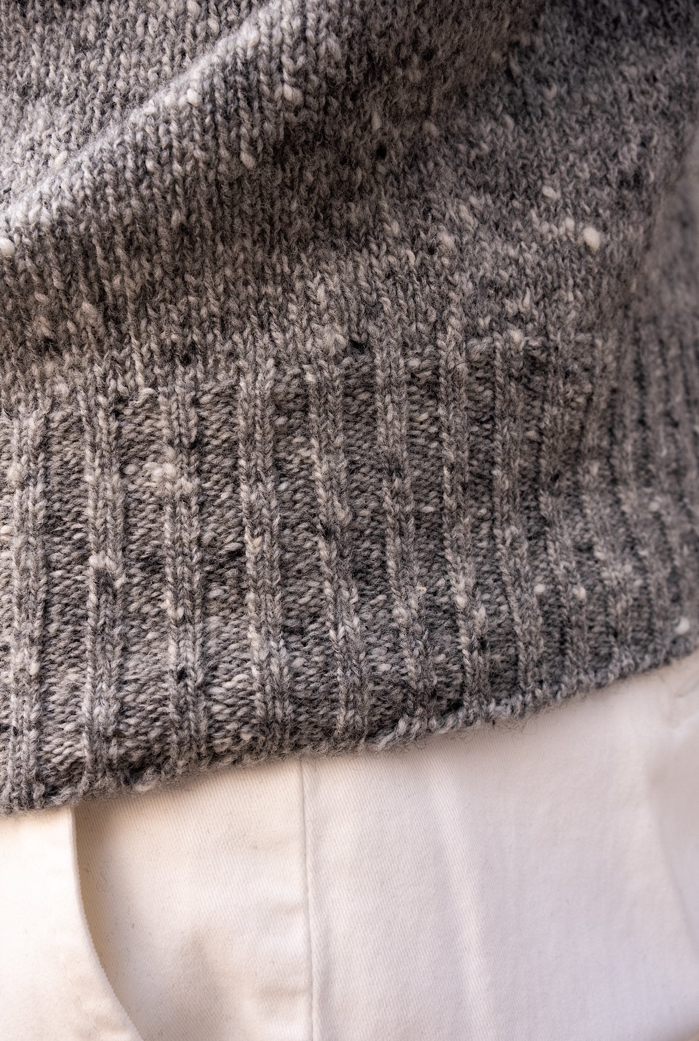 DRUMOHR Light Gray Tweed Wool and Cashmere Turtleneck