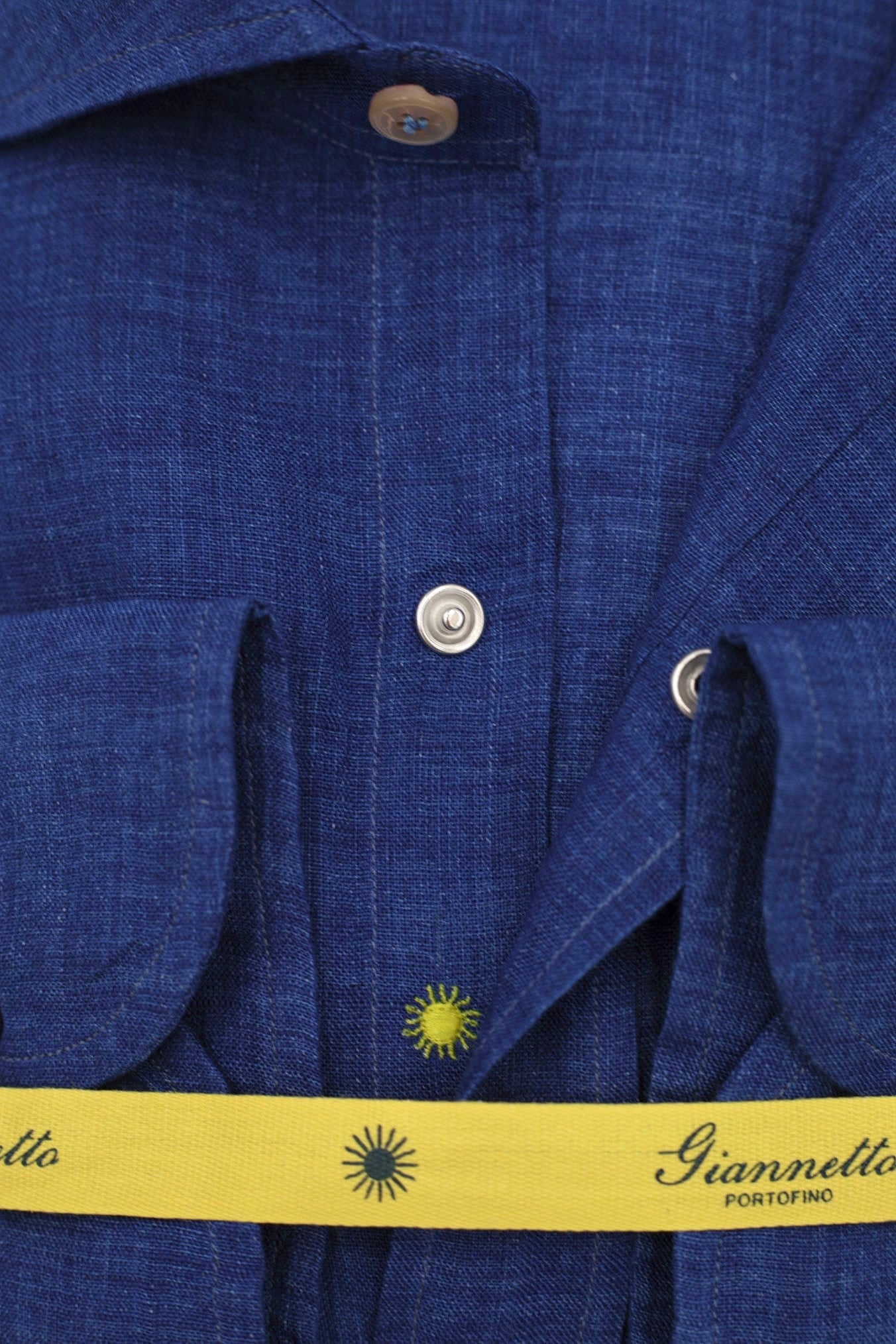 GIANNETTO PORTOFINO Blue Linen Shirt SLIM FIT