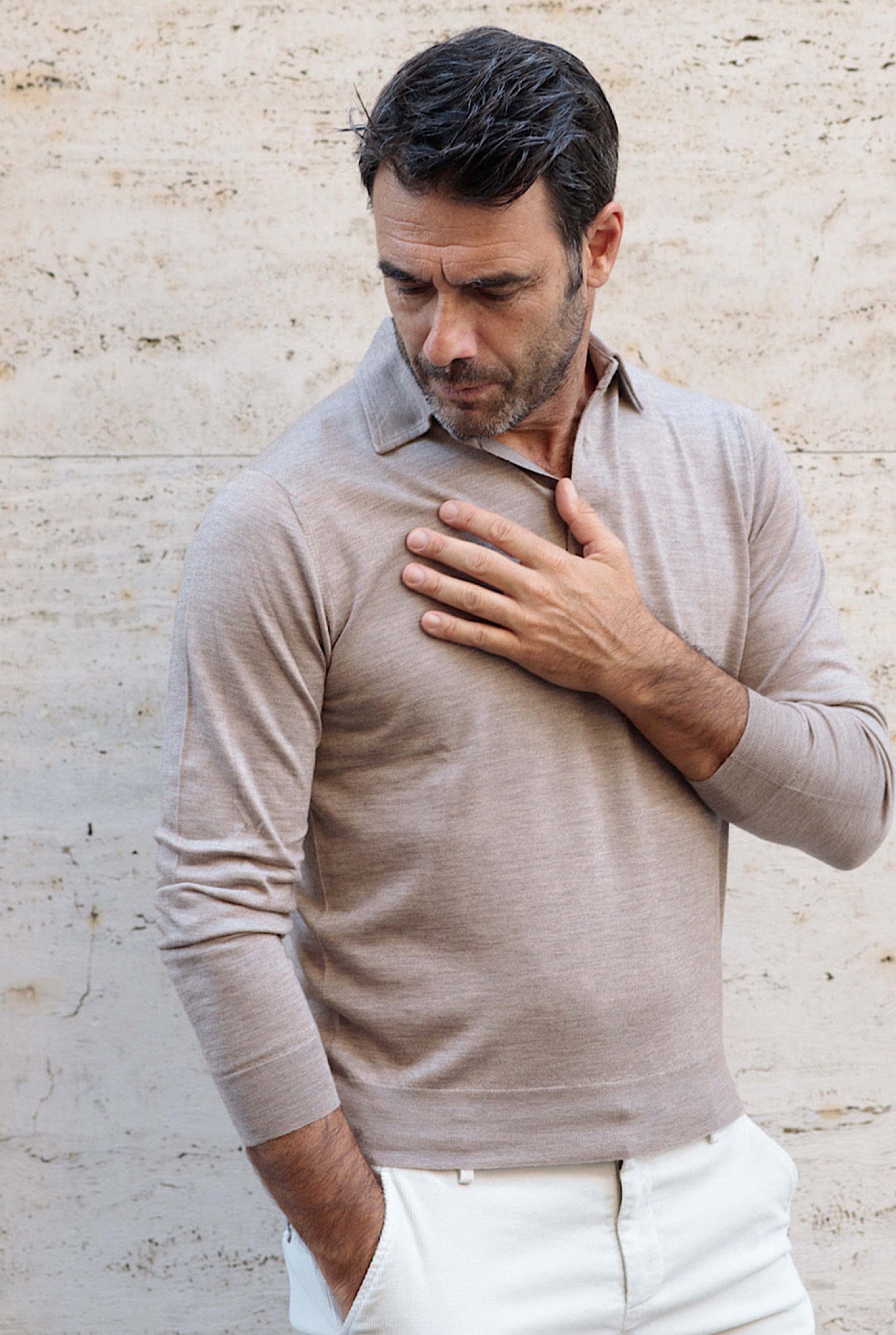 Polo manica store lunga cashmere