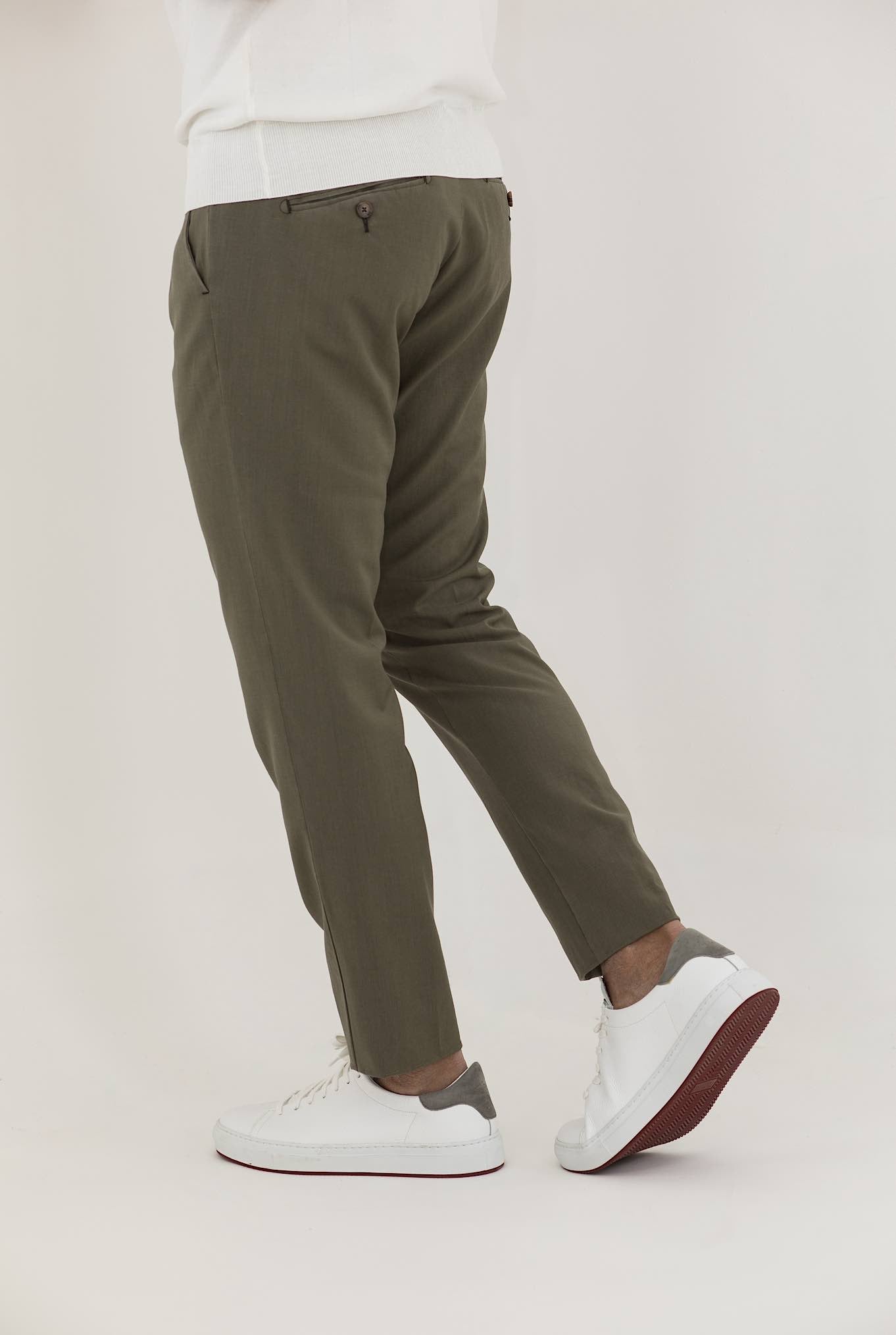 MYTHS Fresco Wool Trousers with Sage Green Pleats