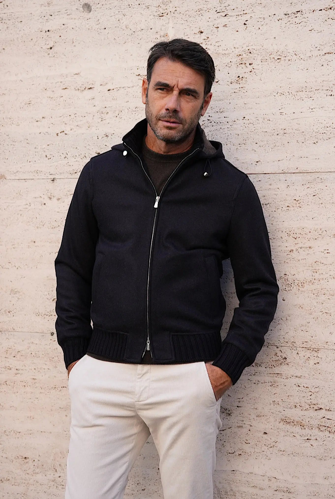 MANDELLI Cashmere Jacket with Detachable Hood | Guarino Store