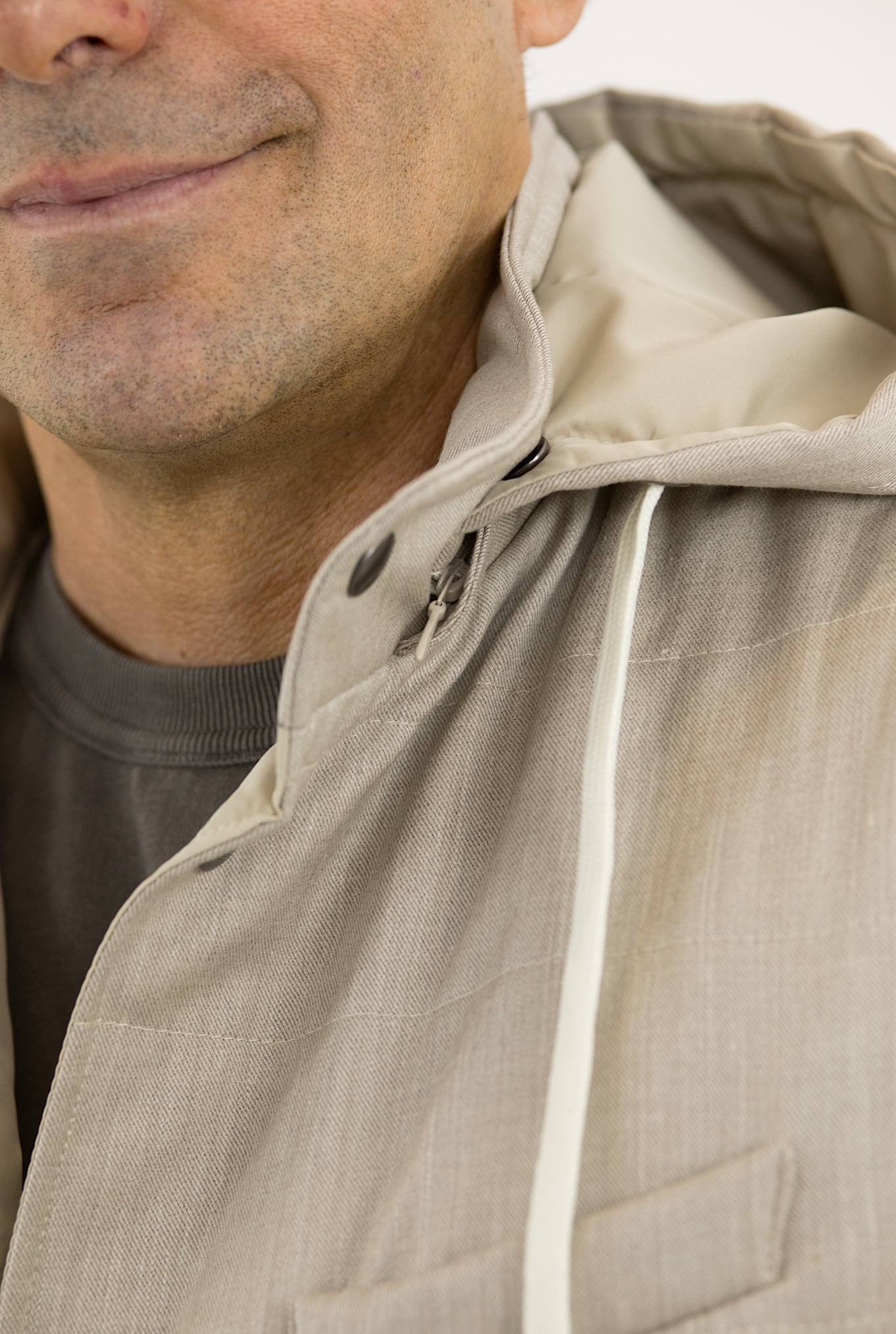 GUARINO Hooded Vest in Beige Loro Piana fabric