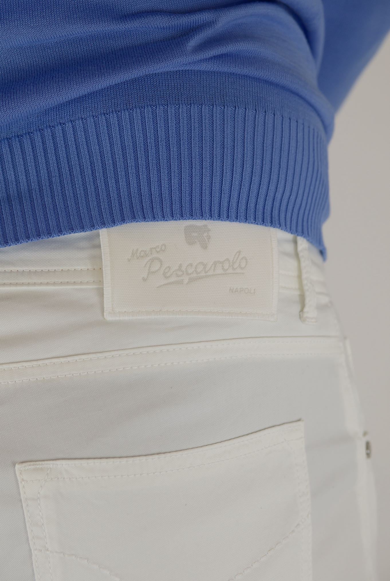 PESCAROLO Pantaloni 5 Tasche mod. Nerano Cotone Seta Bianco