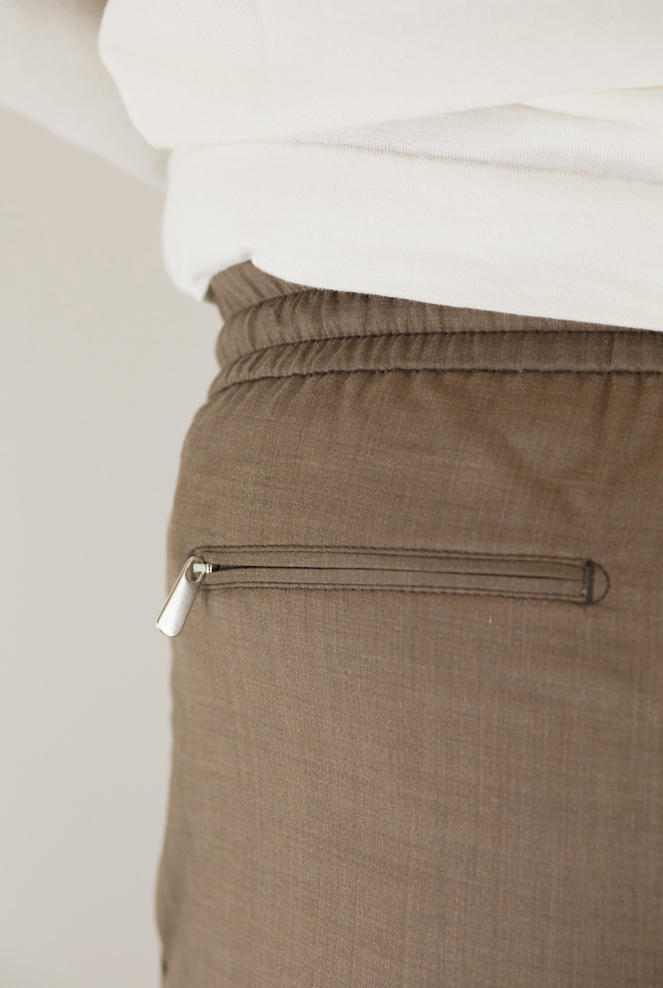 MARCO PESCAROLO Tobacco Wool and Silk Trousers with Drawstring