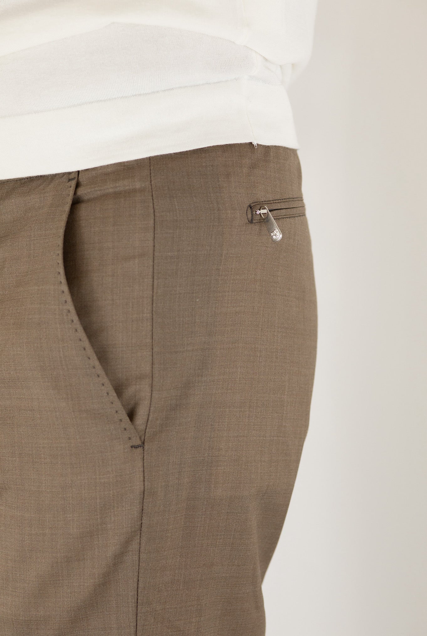MARCO PESCAROLO Tobacco Wool and Silk Trousers with Drawstring