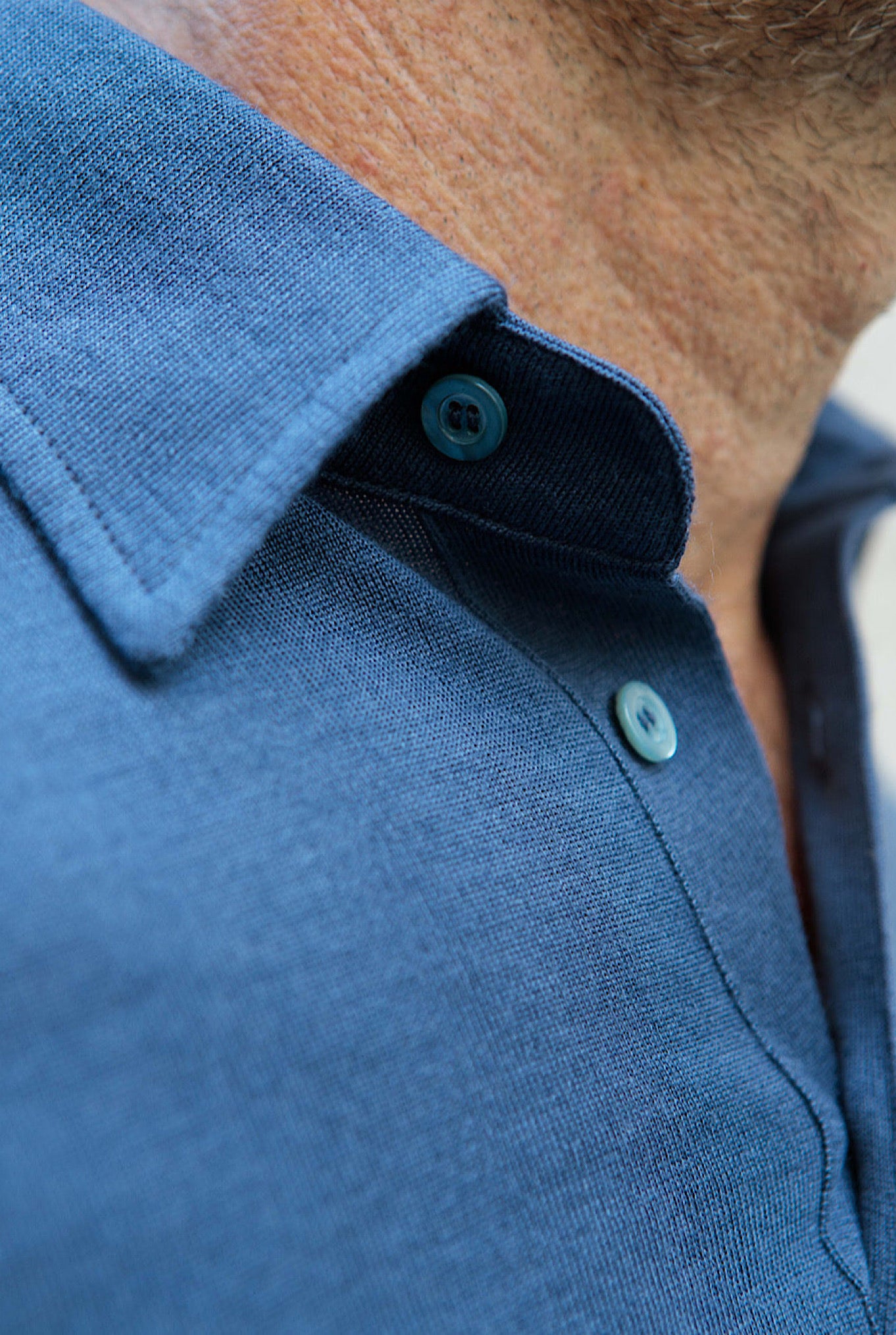 GUARINO Light Blue Long Sleeve Cashmere and Silk Polo Shirt