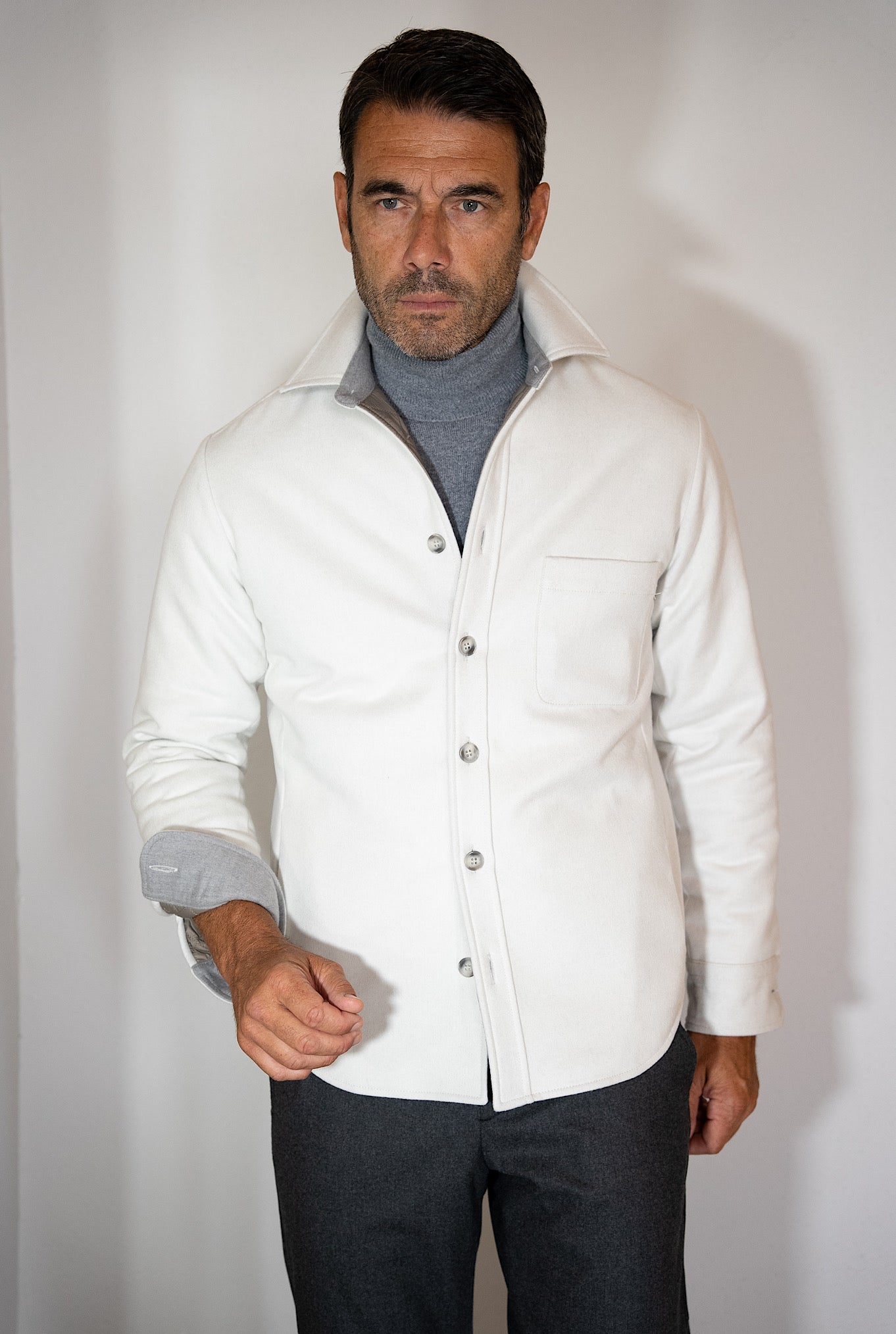 FFF Overshirt Cashmere e Seta Bianco Gesso