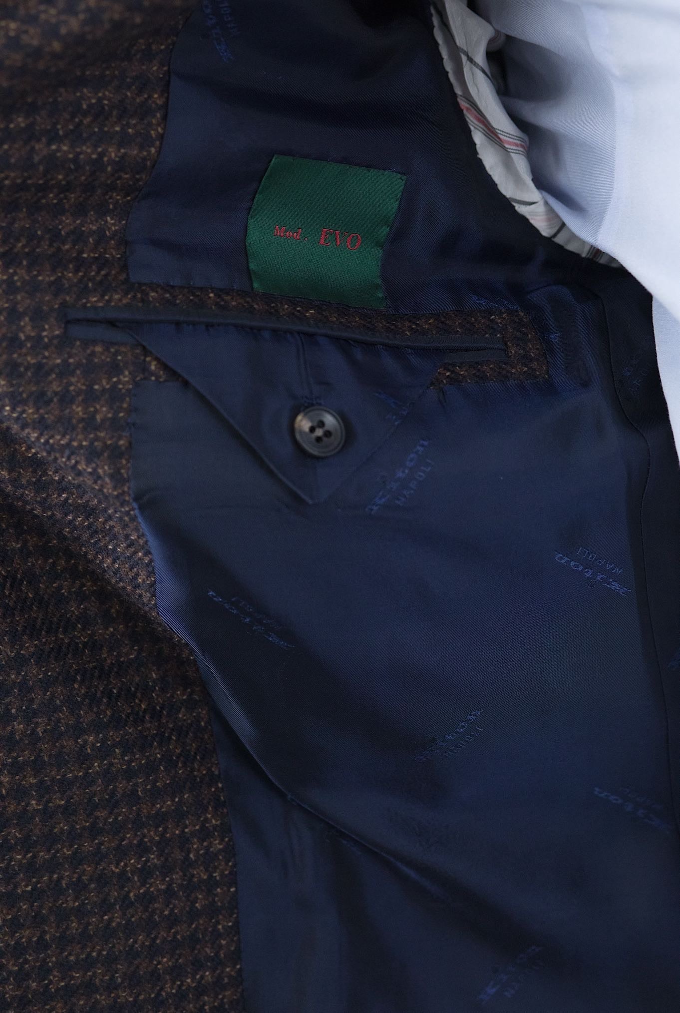 KITON Brown/Blue Houndstooth Cashmere Jacket