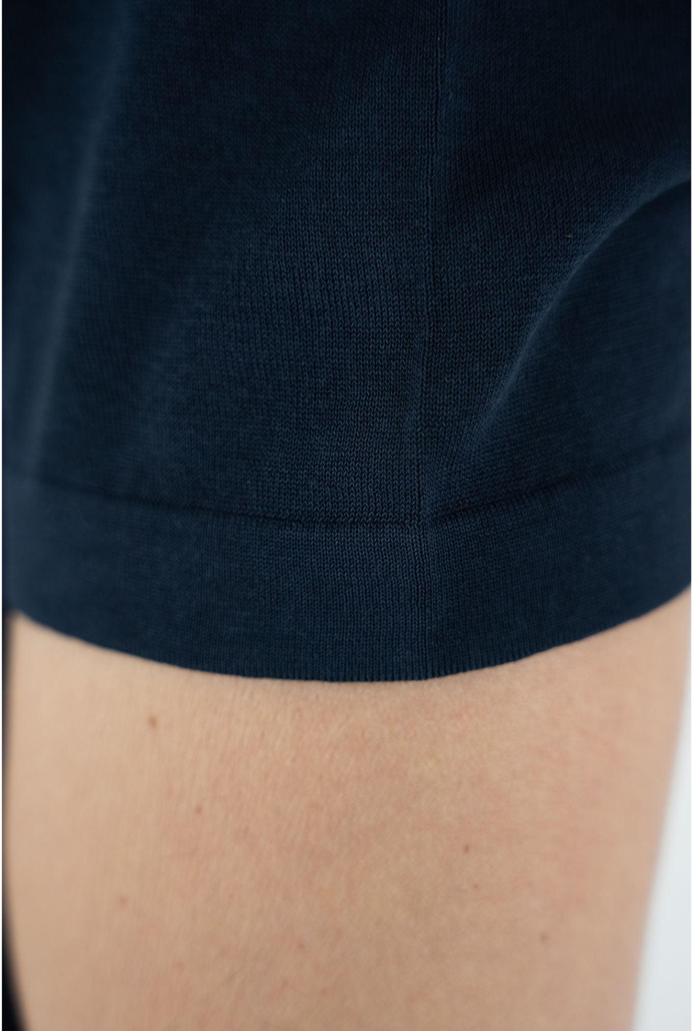 DRUMOHR Dark Blue Crêpe Cotton Short Sleeves Polo Shirt
