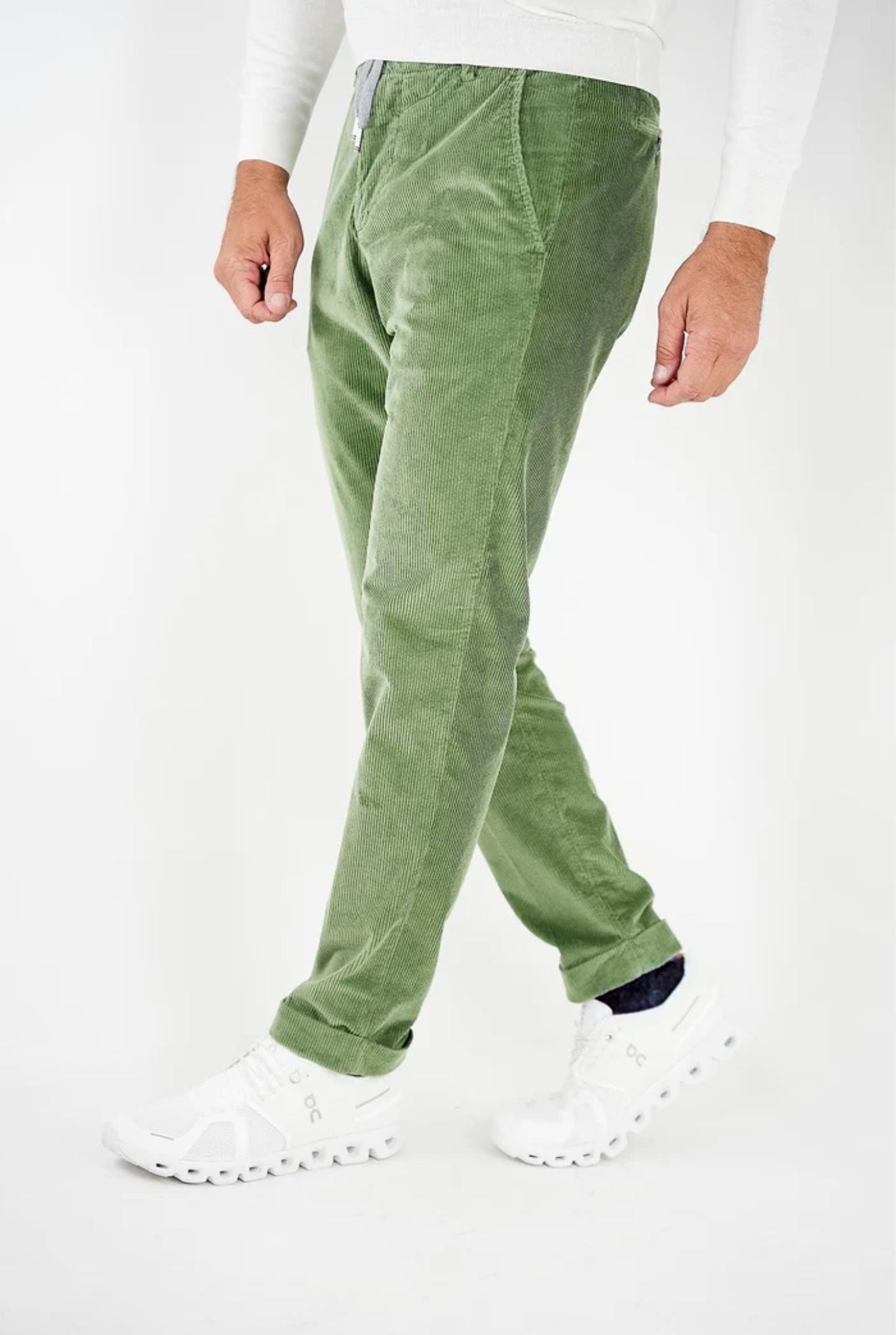 MARCO PESCAROLO Pantaloni di Velluto con Coulisse Verde