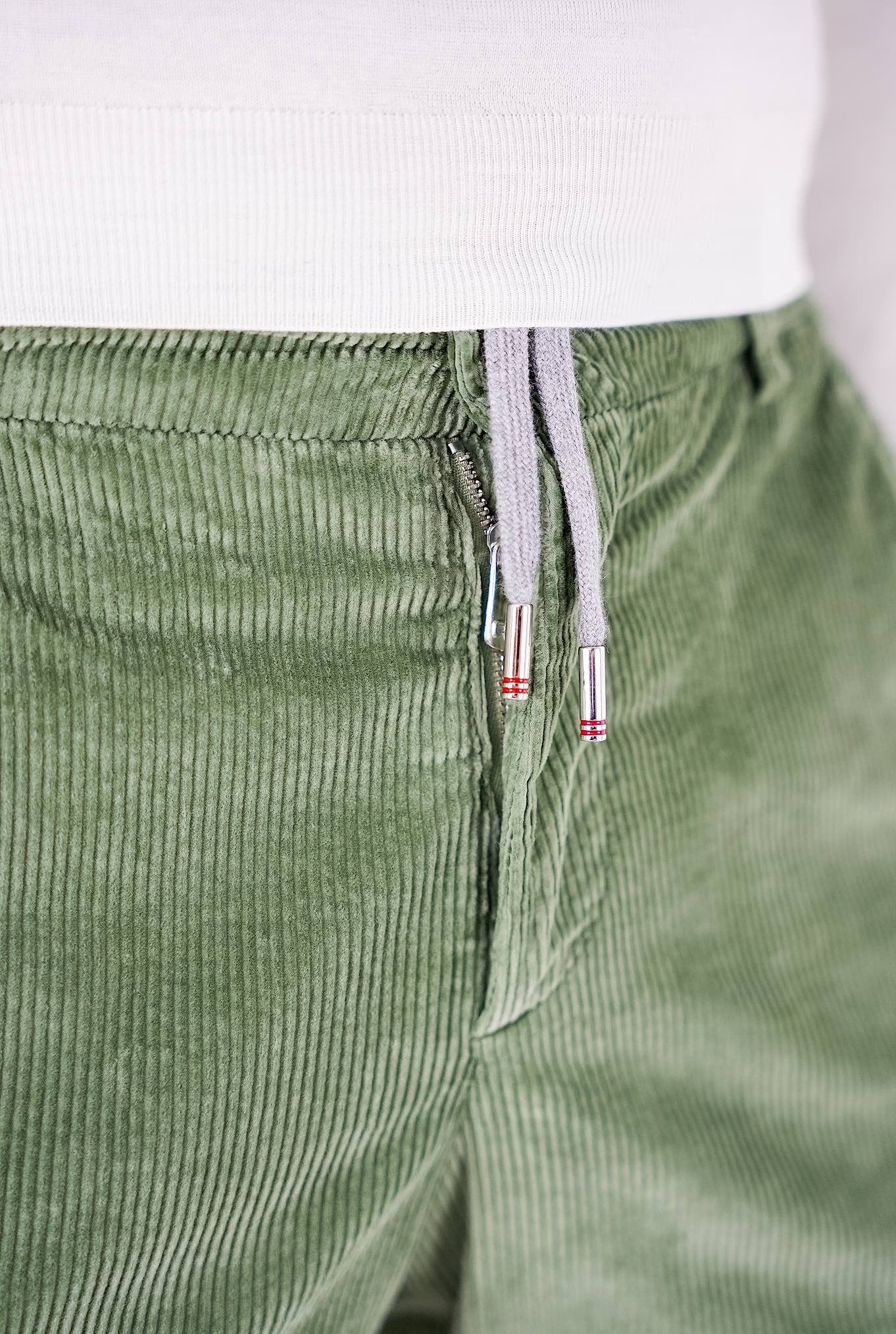 MARCO PESCAROLO Velvet Trousers with Green Drawstring