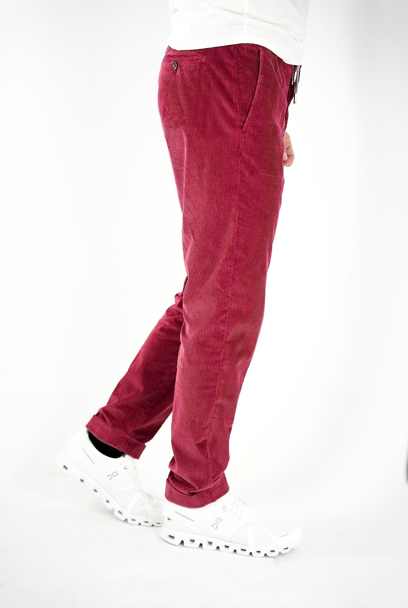 MARCO PESCAROLO Velvet Trousers with Red Drawstring