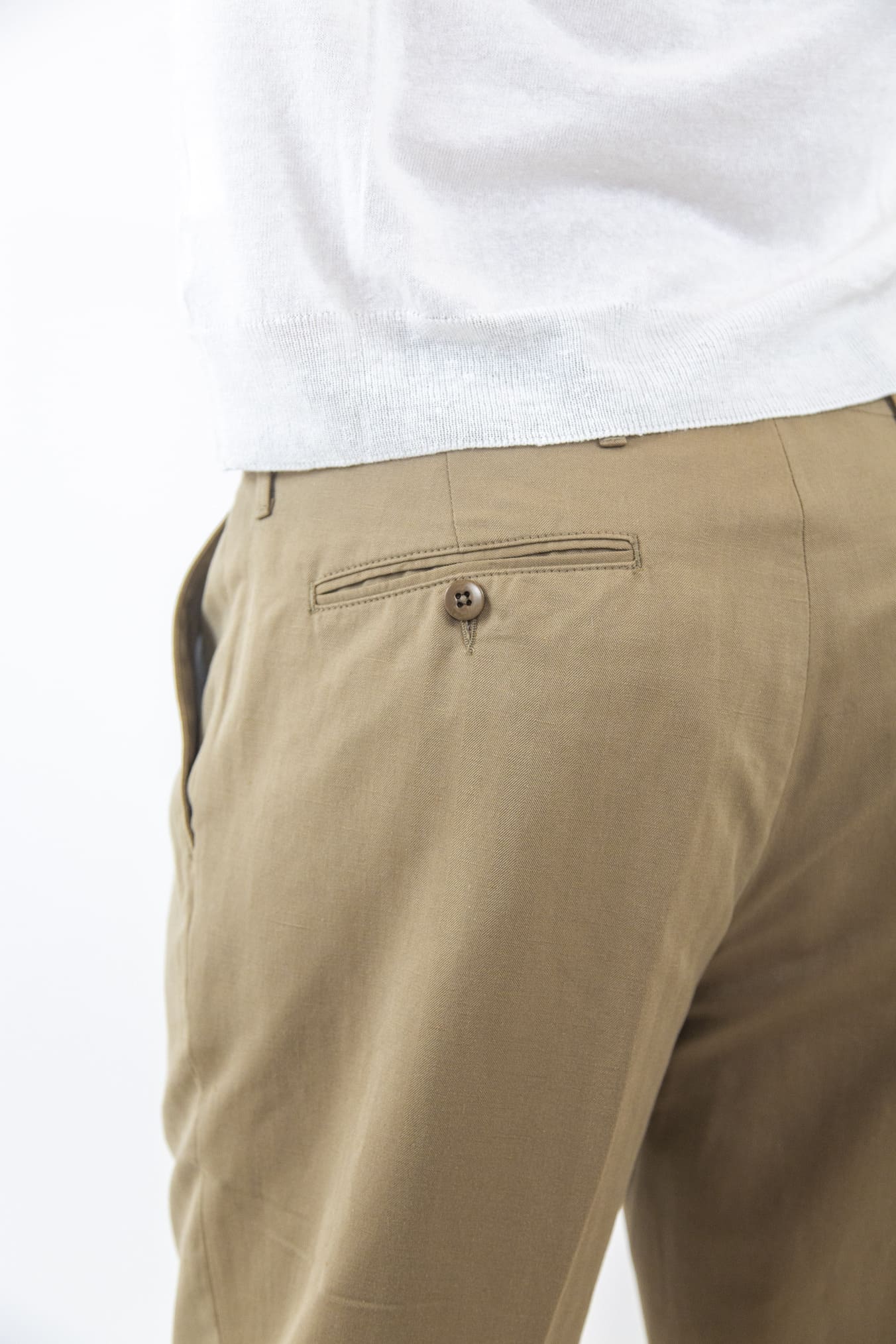 HINDUSTRIE Solaro Beige Cotton and Linen Trousers