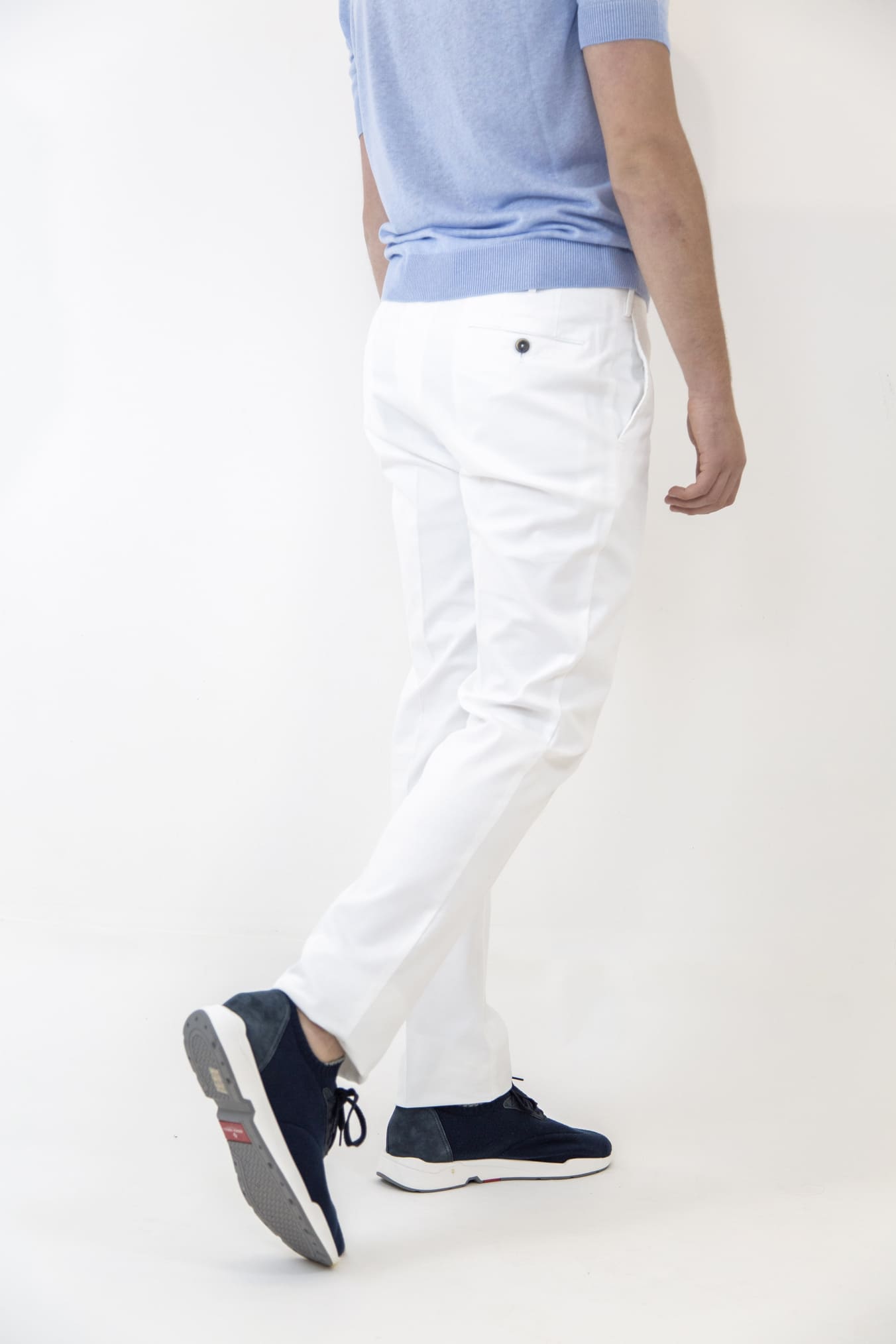 PT White Lyocell Cotton Twill Trousers