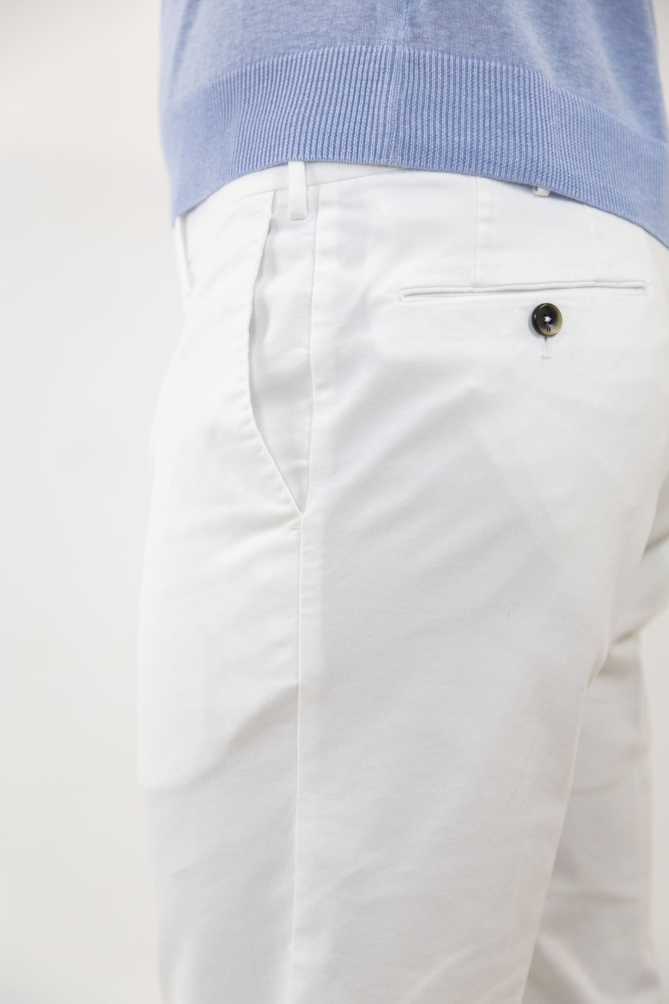PT White Lyocell Cotton Twill Trousers