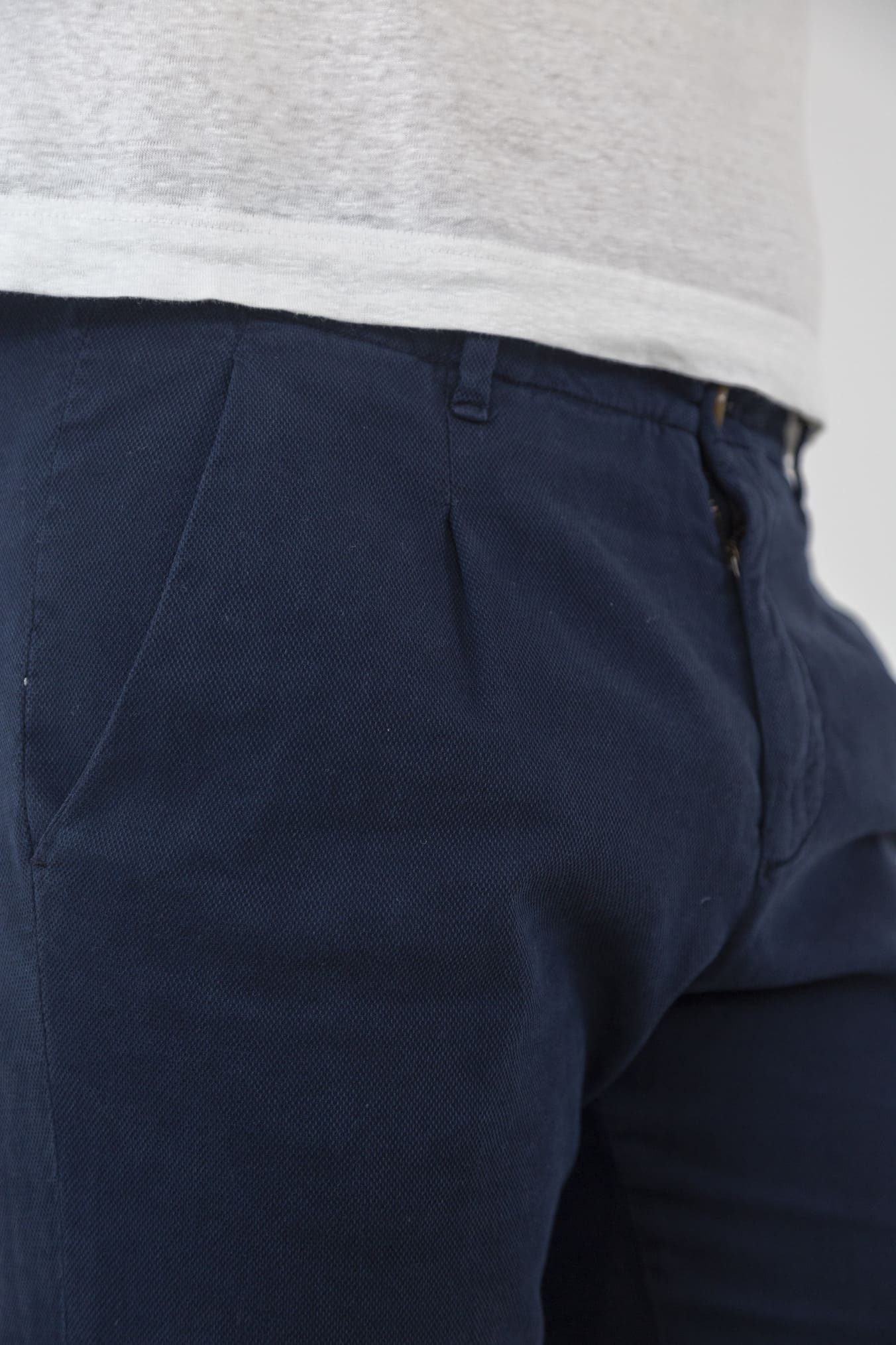 MYHTS Pantaloni con Pinces Cotone Stretch Blu Navy