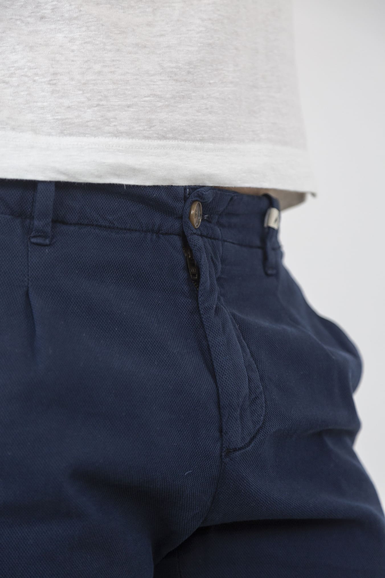MYHTS Pantaloni con Pinces Cotone Stretch Blu Navy