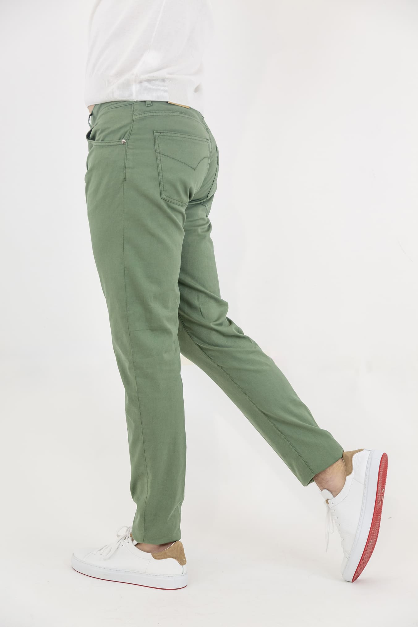 PESCAROLO Pantaloni 5 Tasche mod. Nerano Cotone Seta Verdi