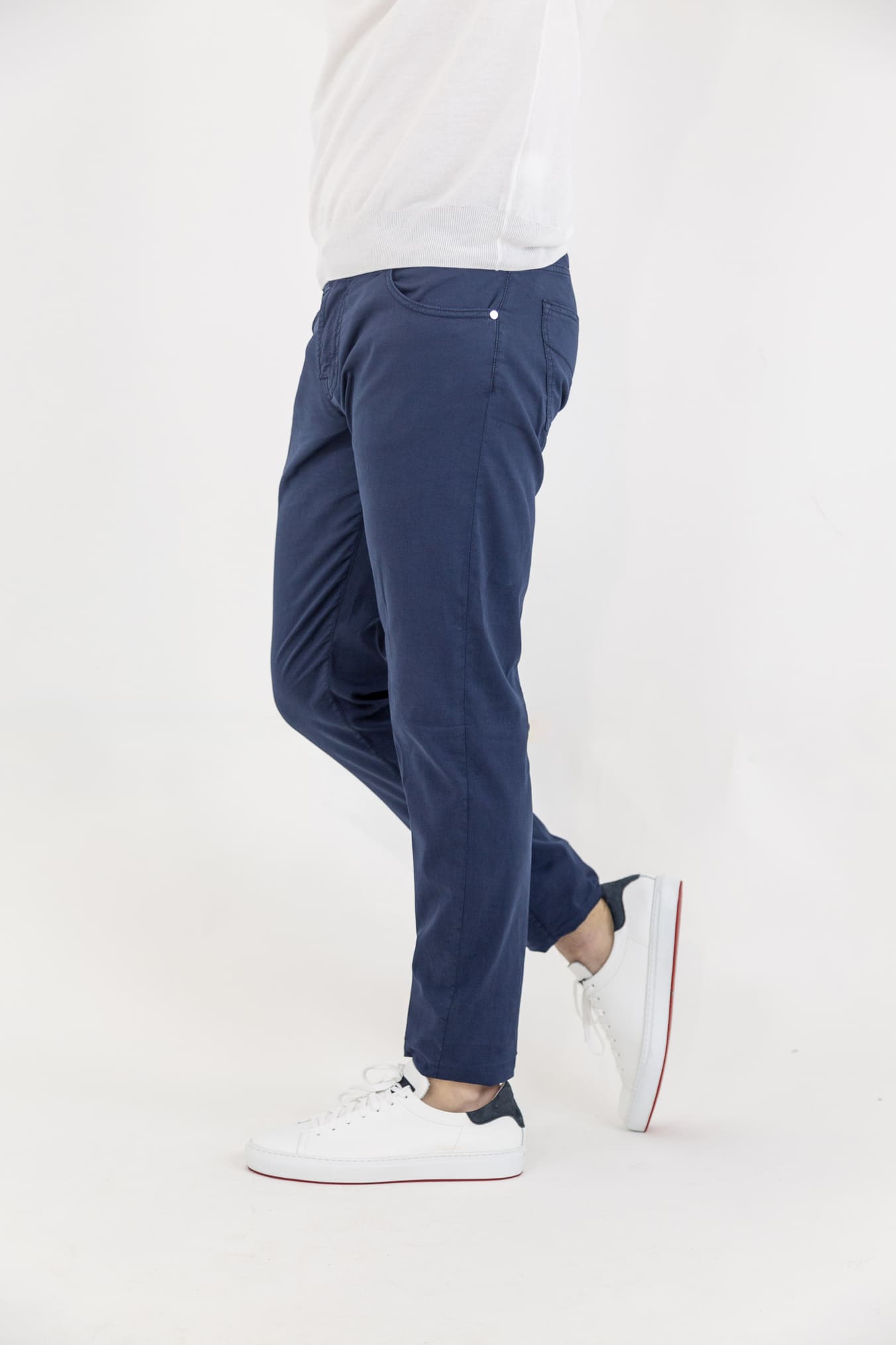 PESCAROLO Pantaloni 5 Tasche mod. Nerano Cotone Seta Blu Navy