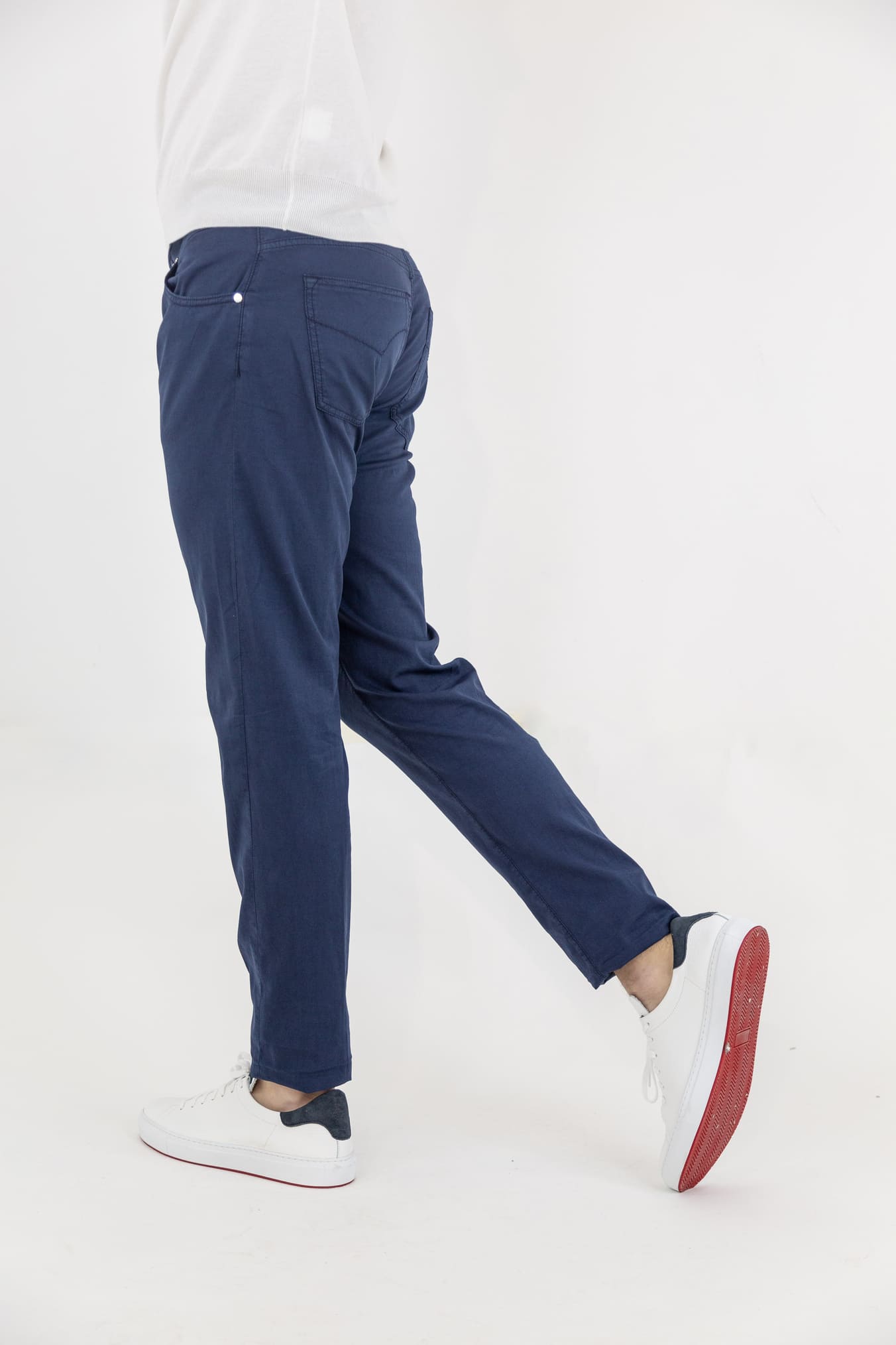 PESCAROLO Pantaloni 5 Tasche mod. Nerano Cotone Seta Blu Navy