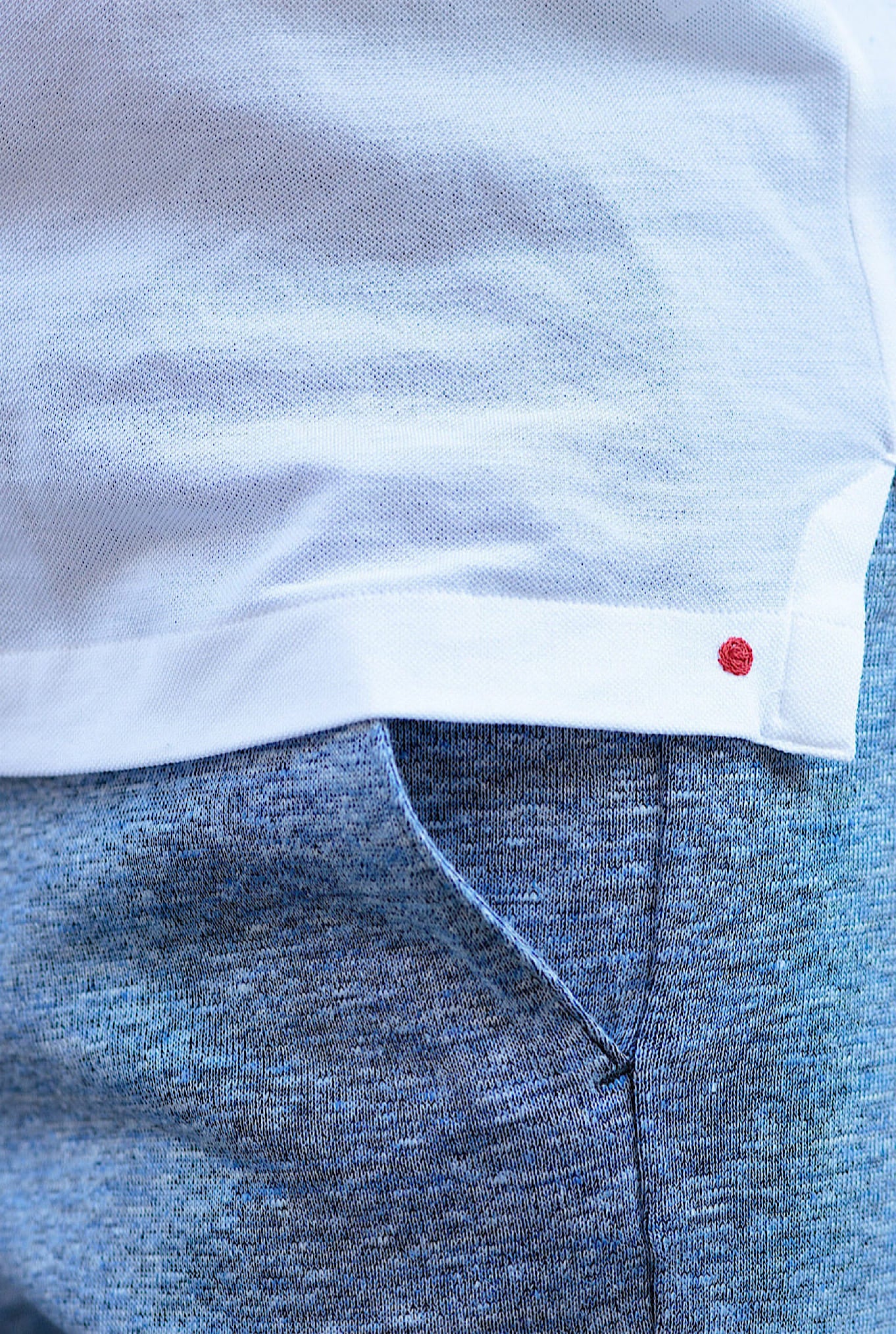 KITON White Long Sleeve Korean Collar Polo Shirt