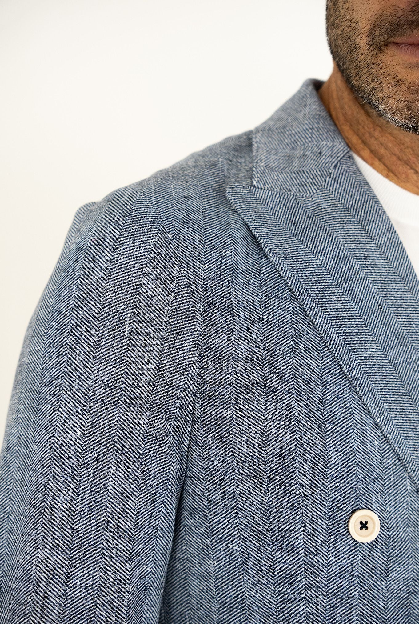 CIRCOLO Blue and white barbed spear double-breasted jacket