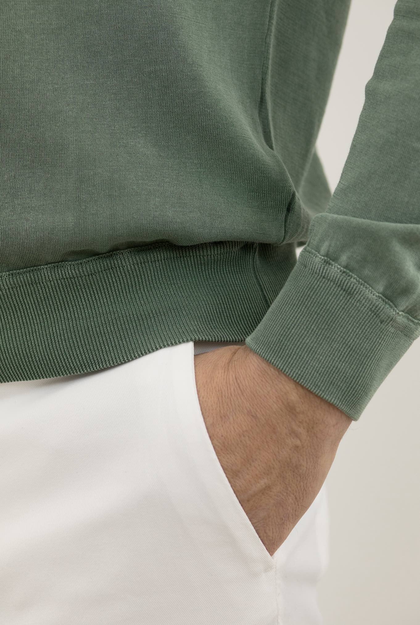 DRUMOHR Crewneck Cut Sweatshirt Frosted Crepe Cotton Green