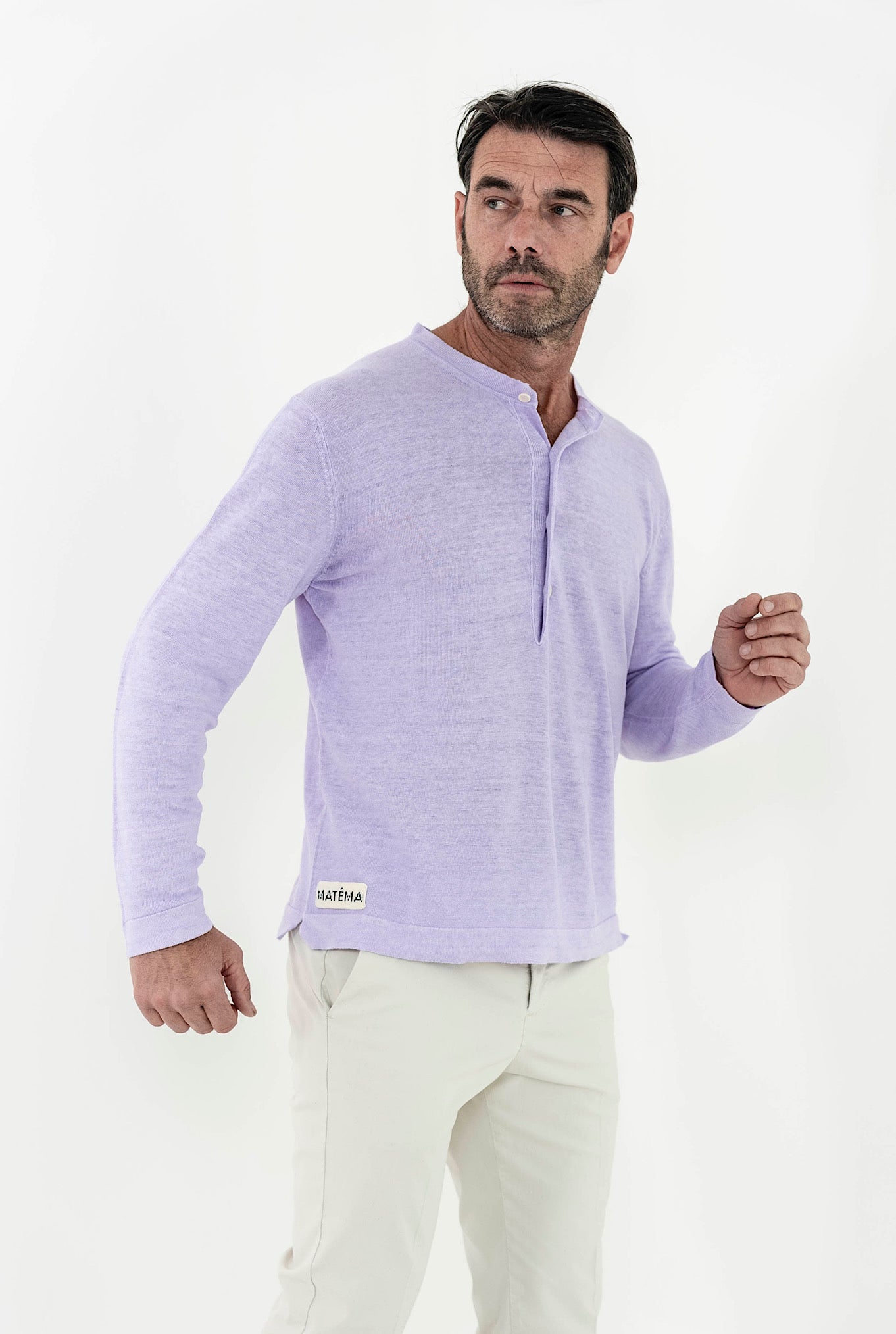 MATEMA Long Sleeve Seraph Shirt in Lilac Linen