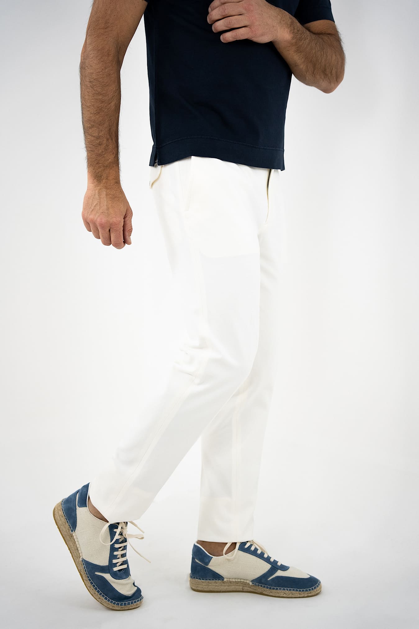 CIRCOLO 1901 Cream Piquet Cotton Jersey Trousers