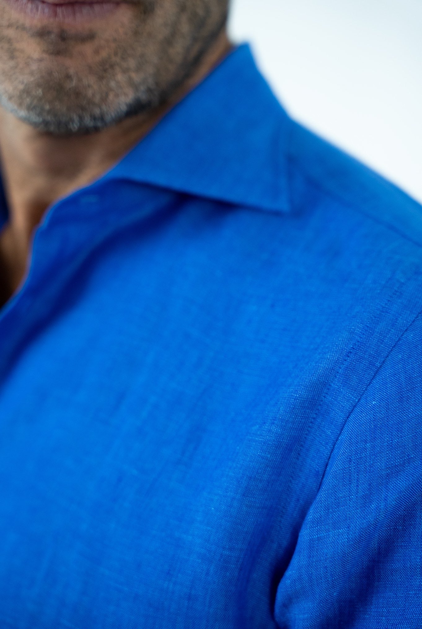 BORRIELLO Electric Blue Linen Shirt