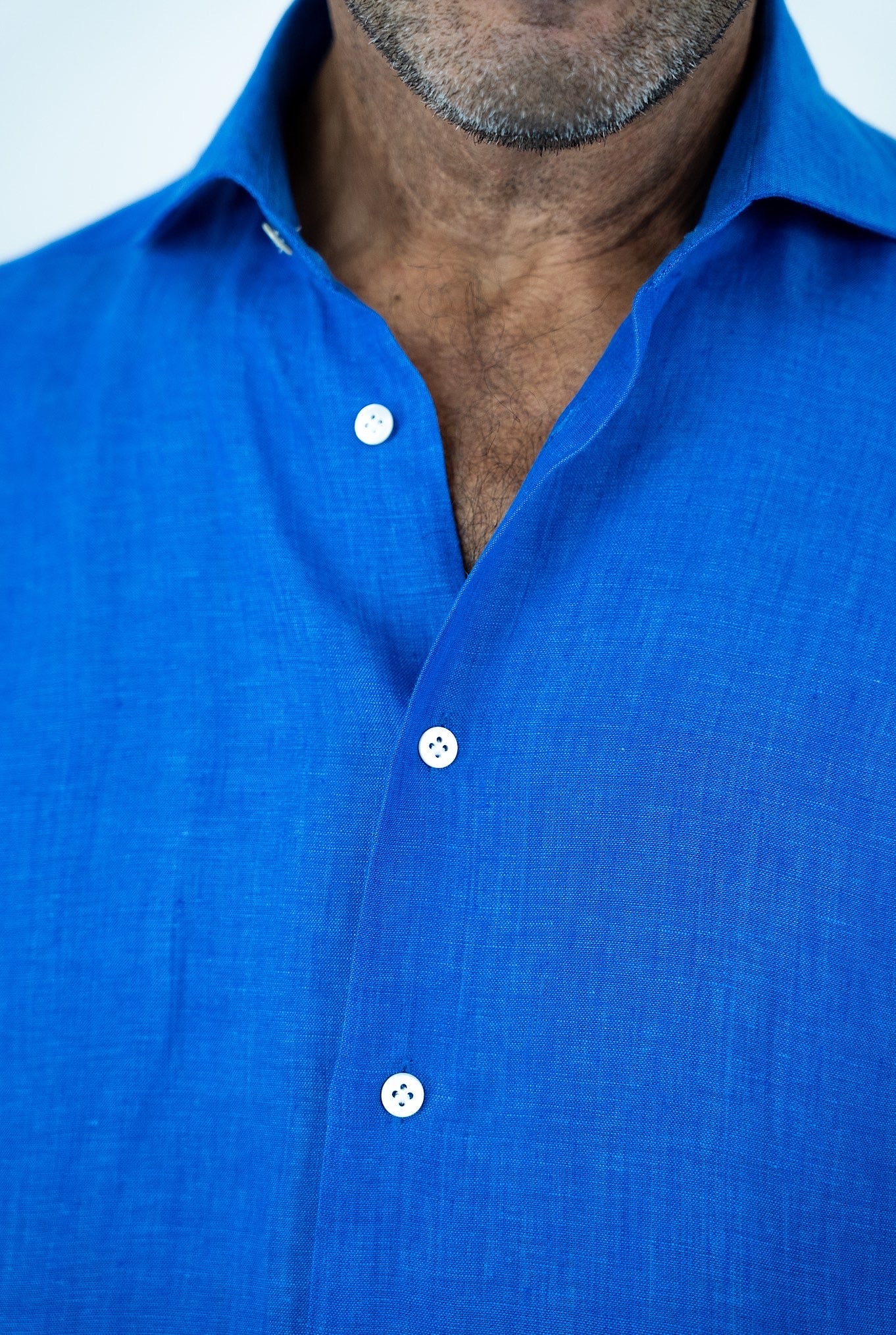 BORRIELLO Camicia in Lino Blu Elettrico