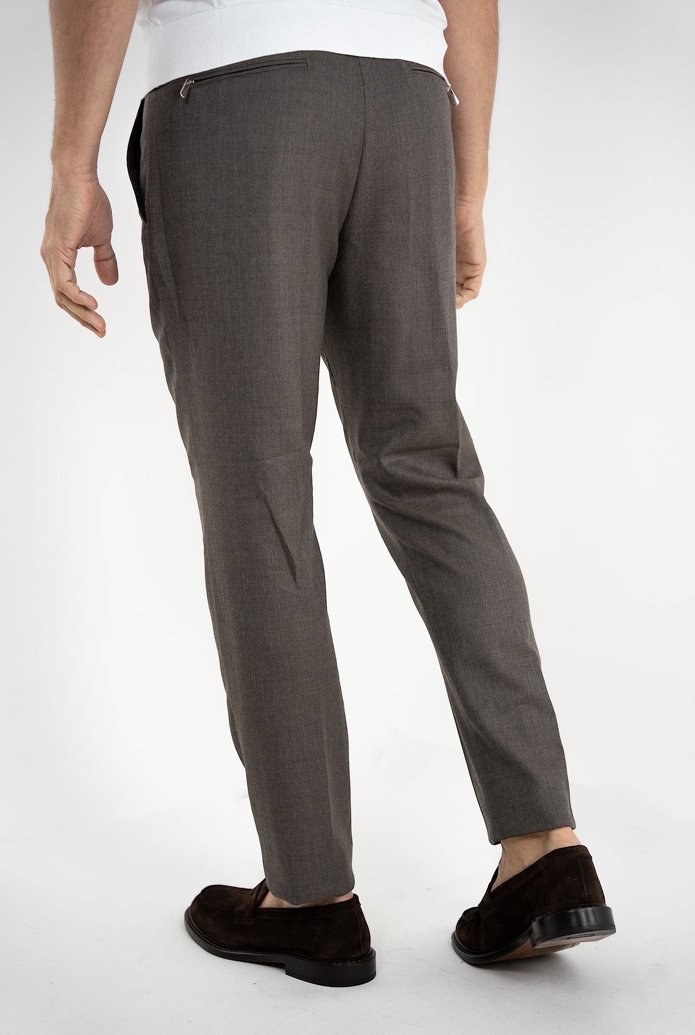 MARCO PESCAROLO Brown Super 160's Wool Drawstring Pants