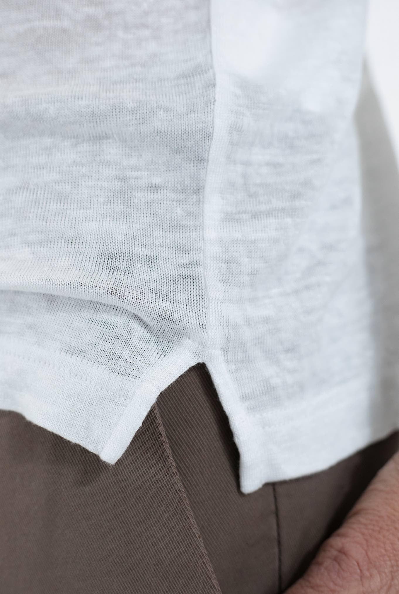 BARBA White Linen Jersey ML Polo Shirt