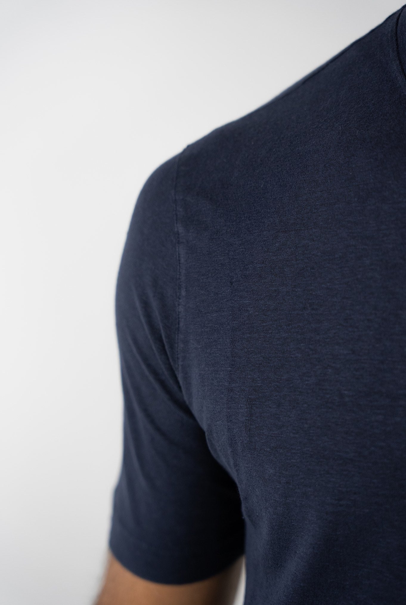 GUARINO Indigo Blue Linen Short Sleeve T-Shirt