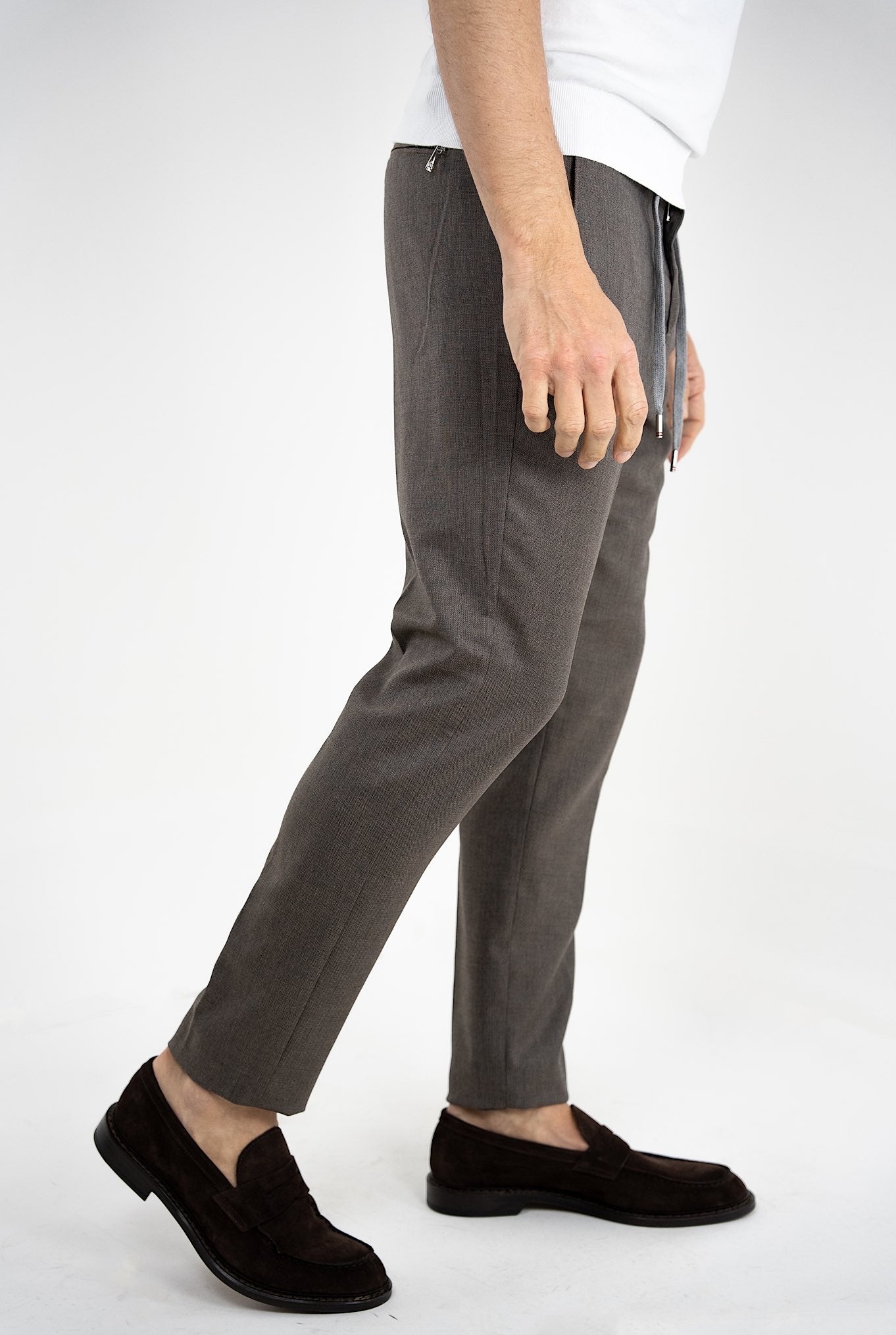 MARCO PESCAROLO Brown Super 160's Wool Drawstring Pants