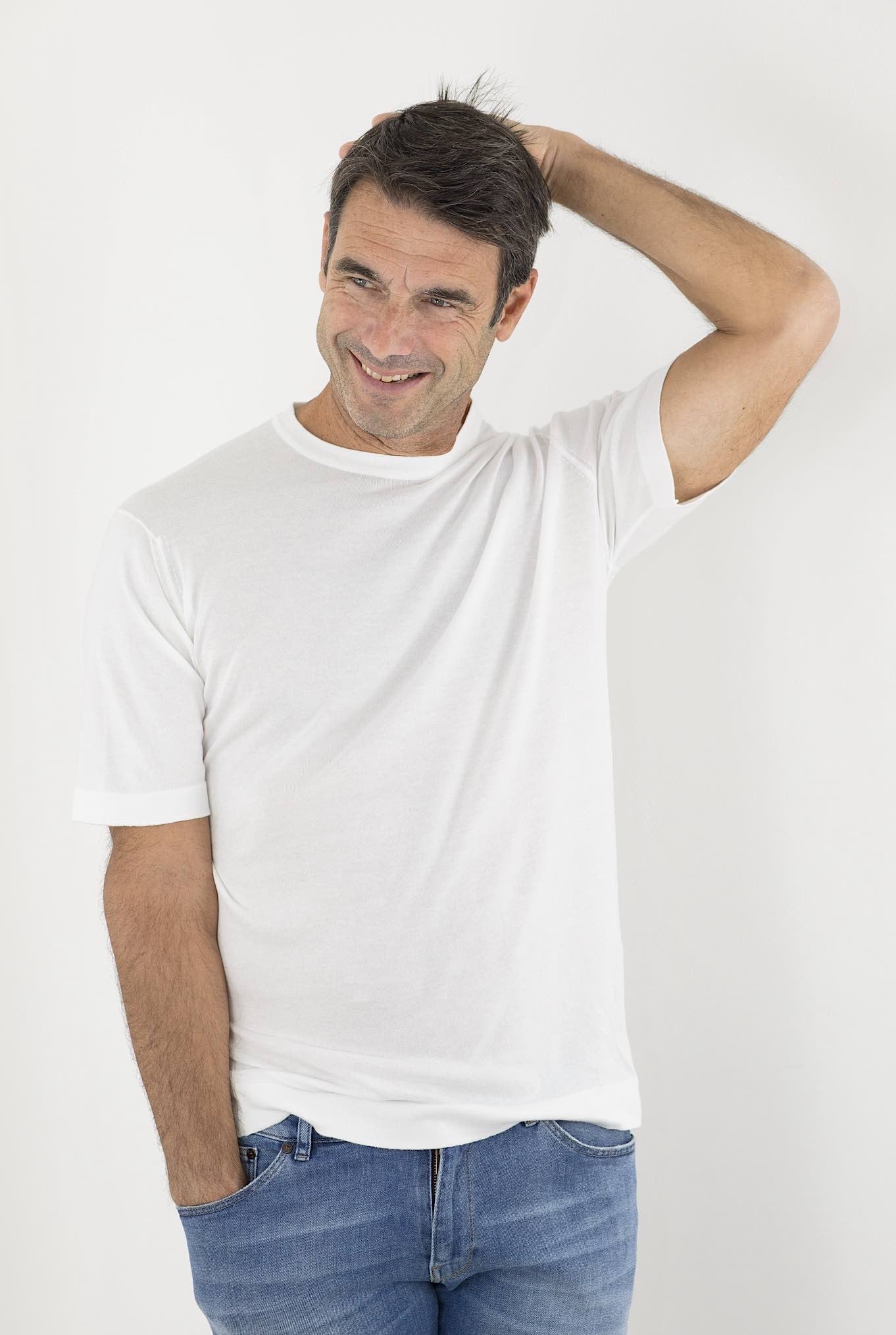 JOHN SMEDLEY T-Shirt mod. Lorca Sea Island Cotton Bianco