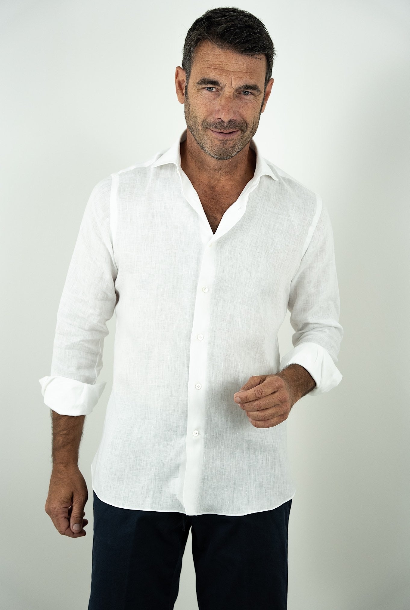 BORRIELLO Camicia in Lino Bianco
